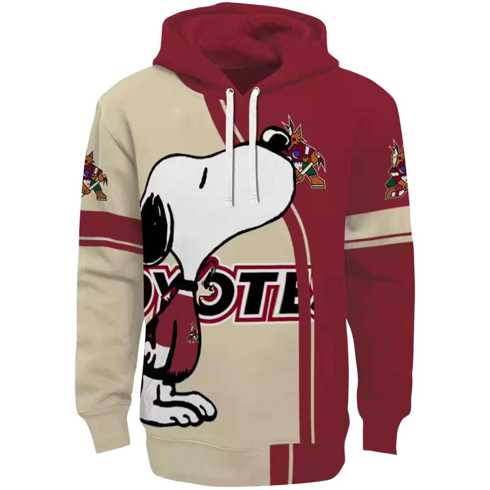 Arizona Coyotes Playful Snoopy Red Hoodie