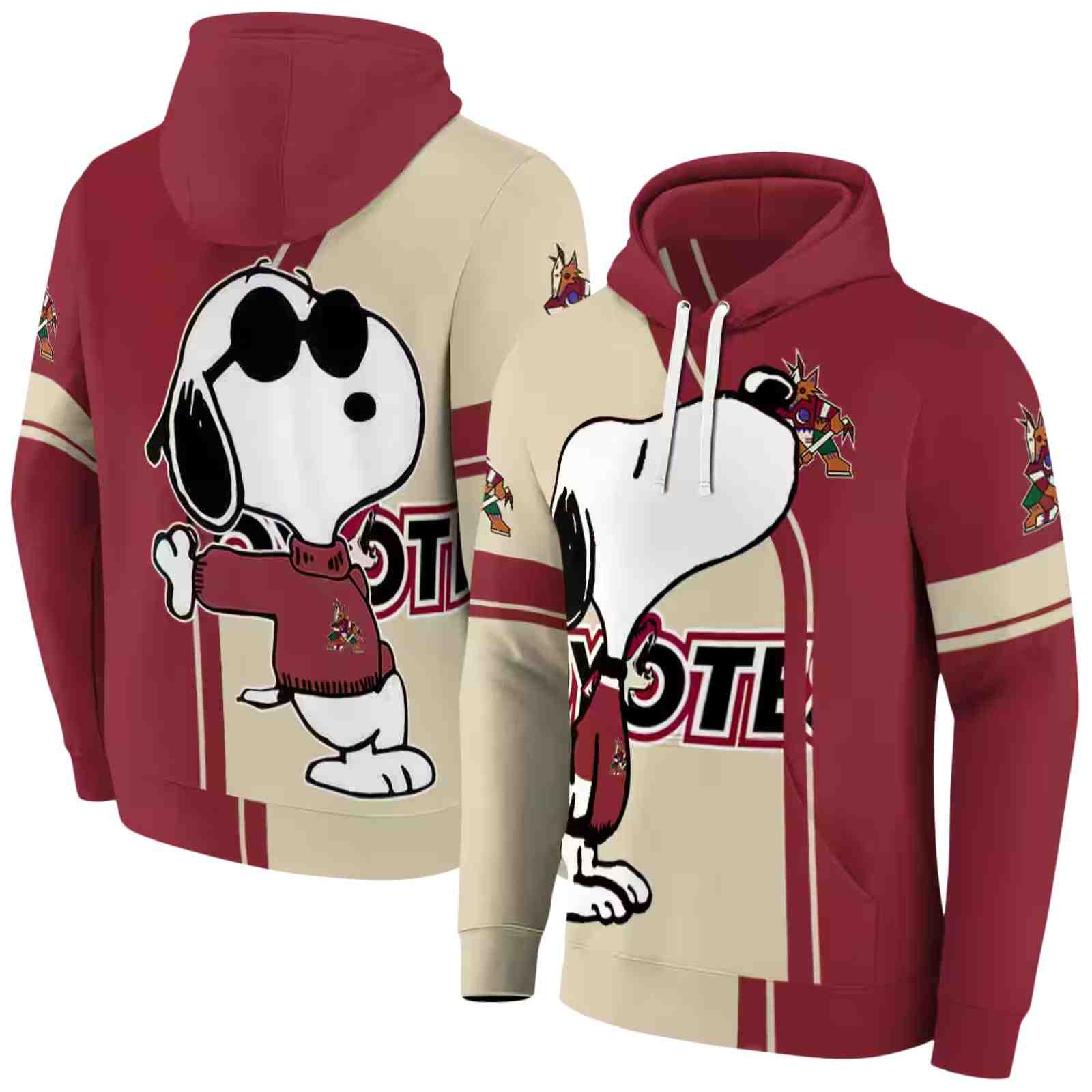 arizona coyotes playful snoopy red hoodie fashion forward