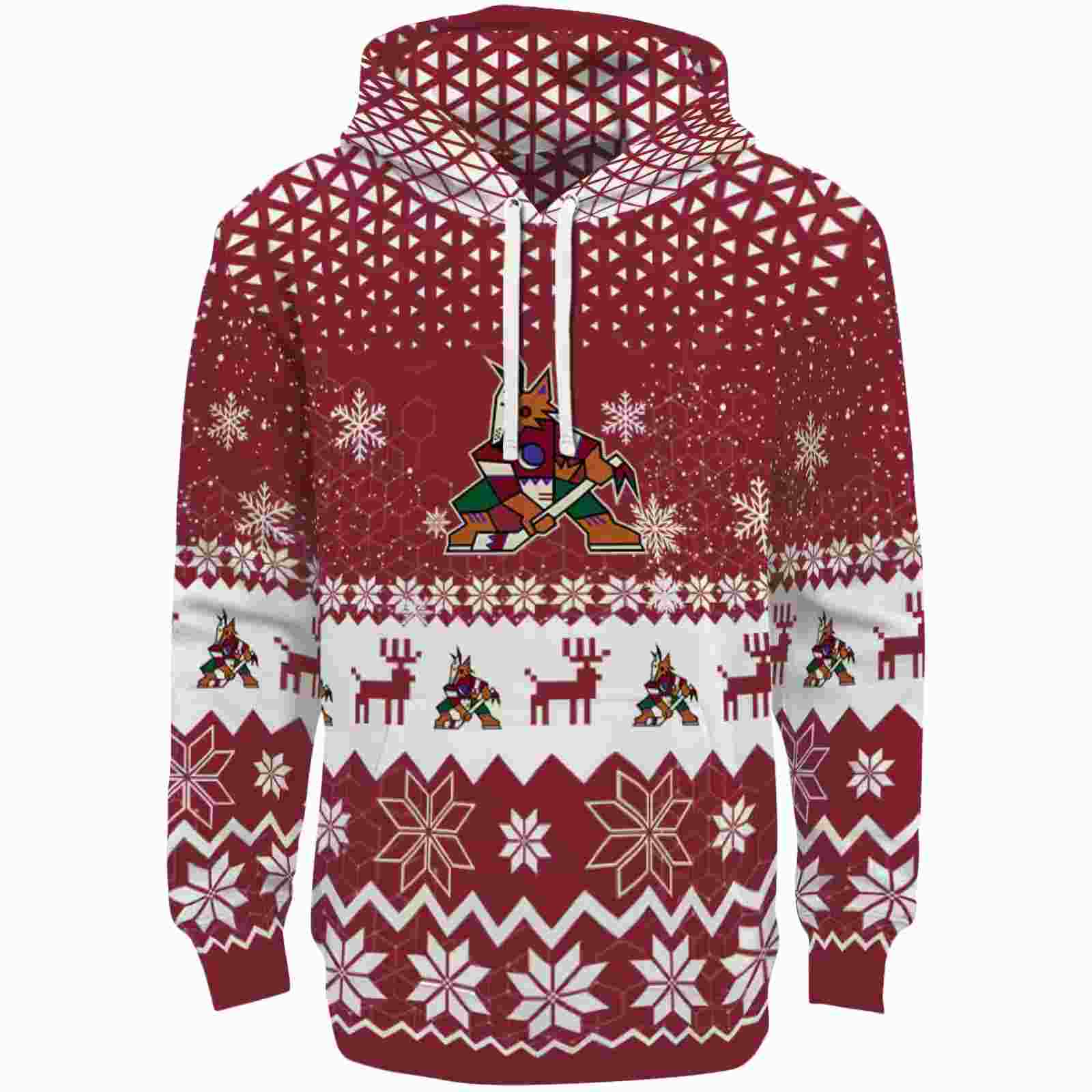 Arizona Coyotes Reindeer Motif Red Hoodie