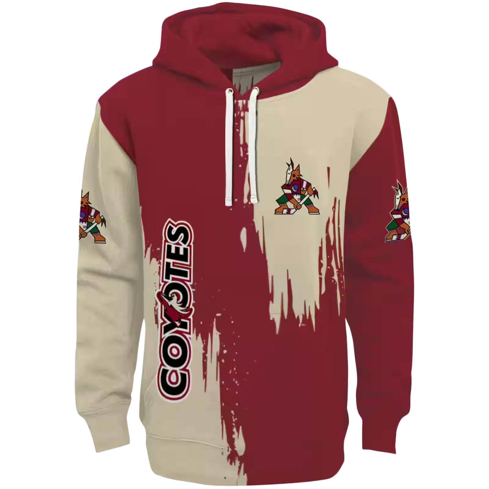 Arizona Coyotes Splatter Effect Red Hoodie