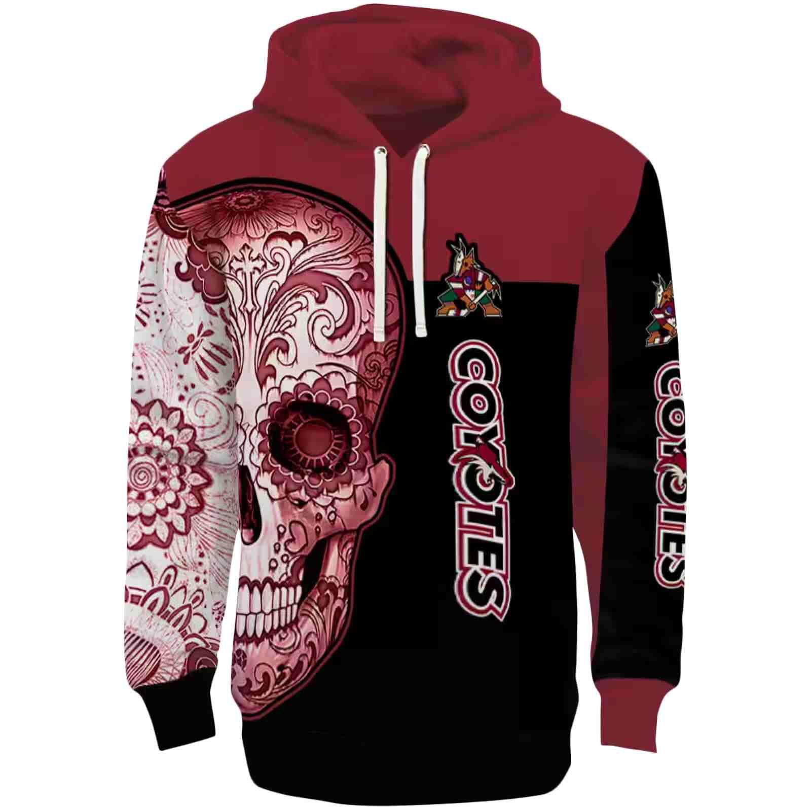 Arizona Coyotes Sugar Skull Red Black Hoodie