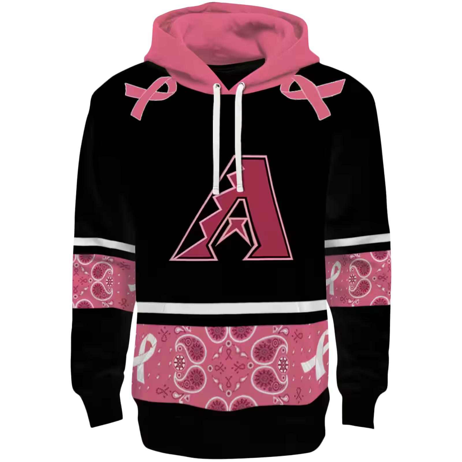 Arizona Diamondbacks Awareness Ribbon Black Pink Hoodie