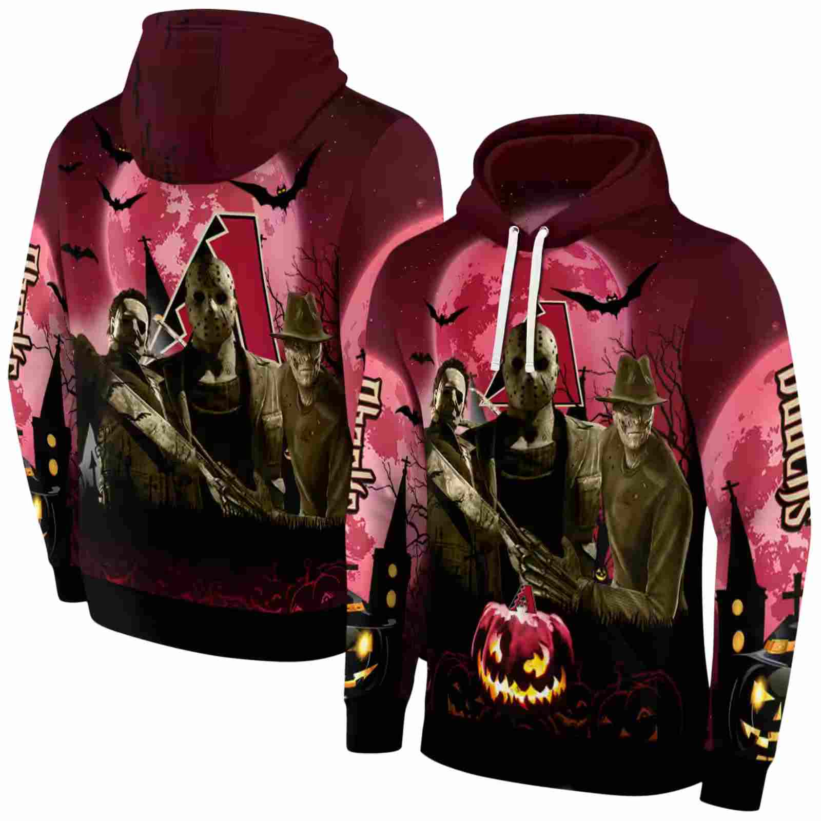 arizona diamondbacks halloween vibes red black hoodie fashion forward