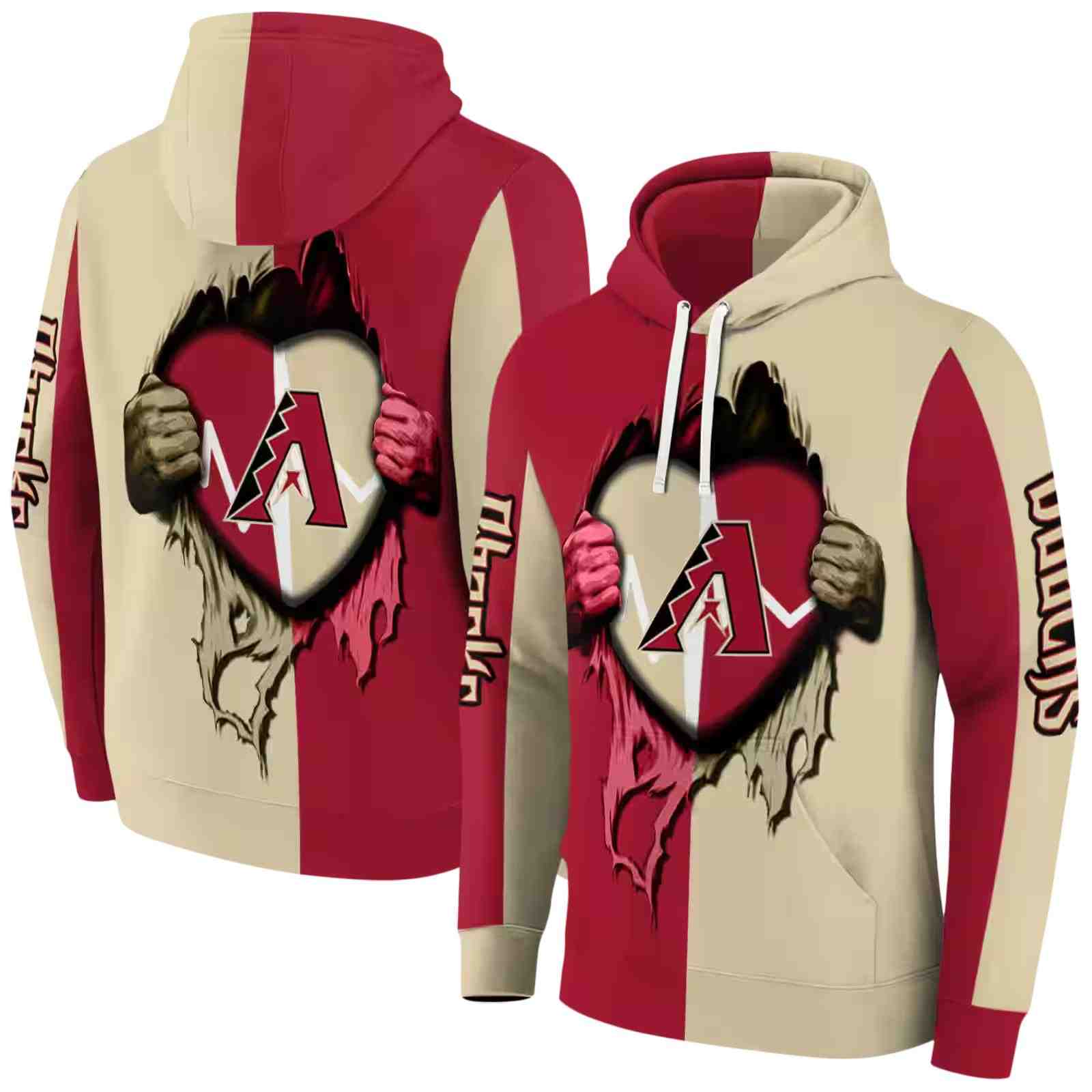 arizona diamondbacks heartbeat graphic red hoodie fashion forward