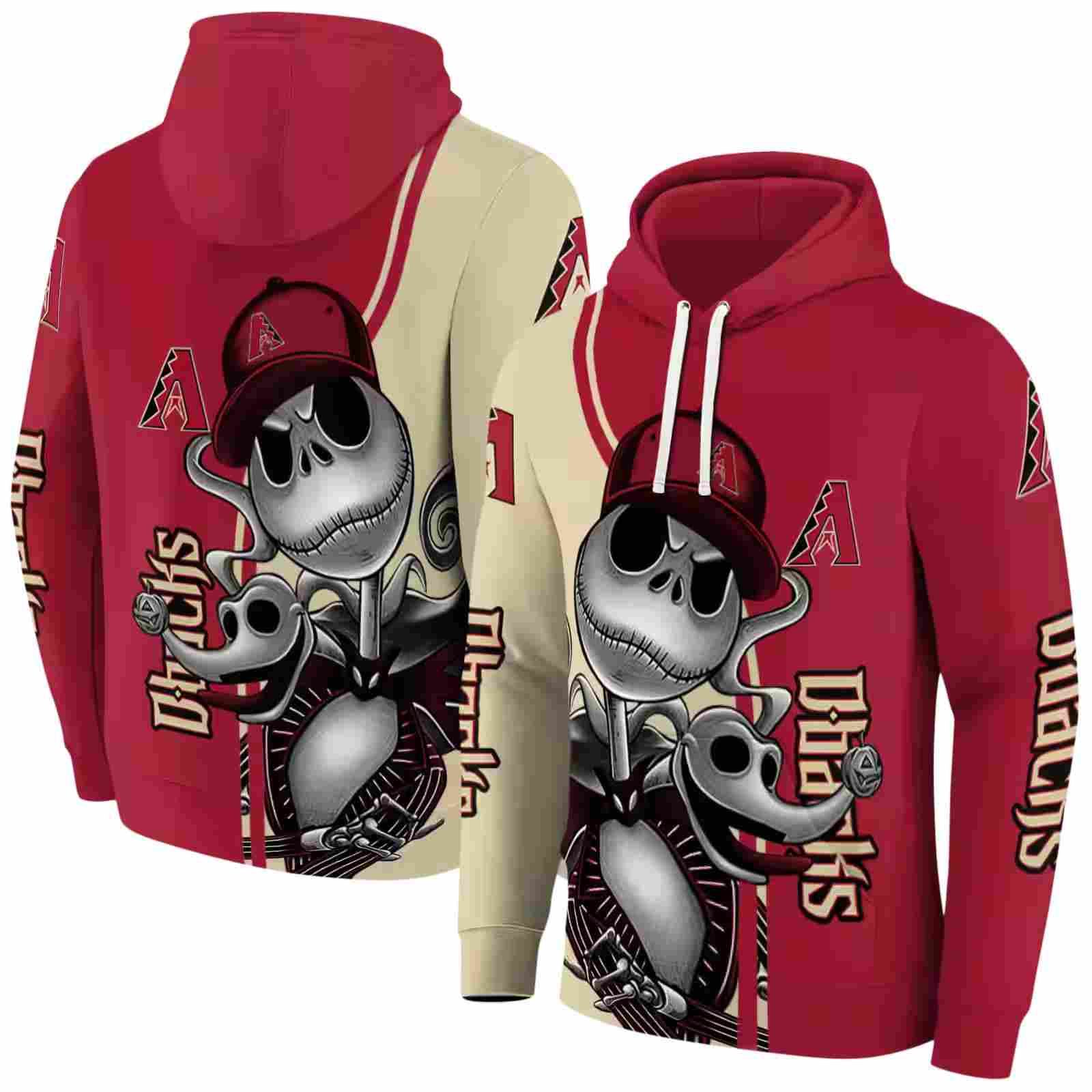 arizona diamondbacks jack skellington red hoodie fashion forward