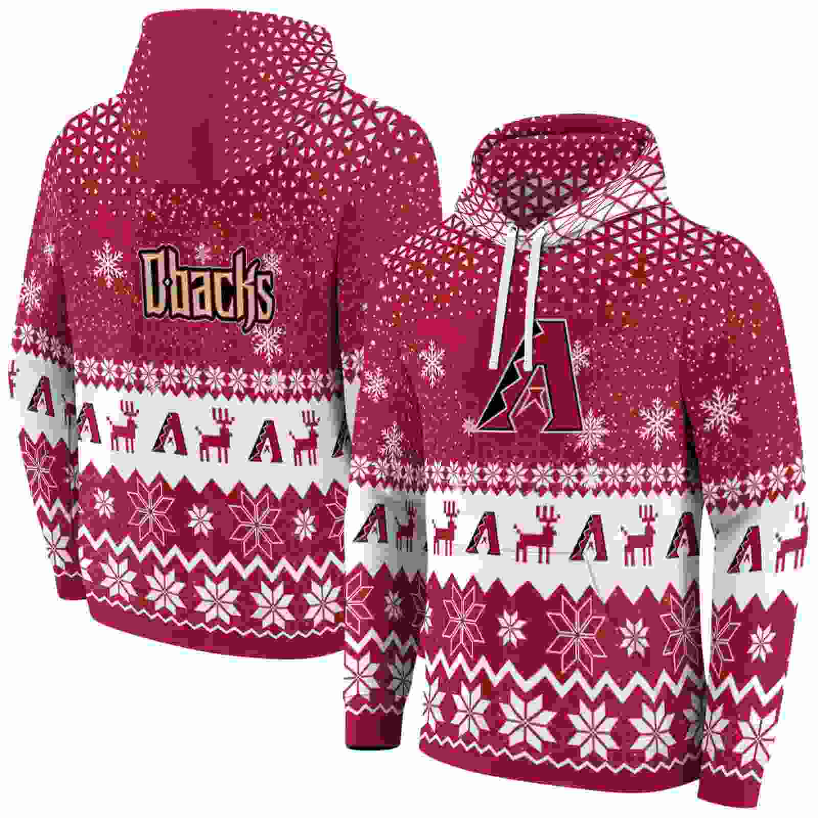 arizona diamondbacks reindeer motif red hoodie fashion forward