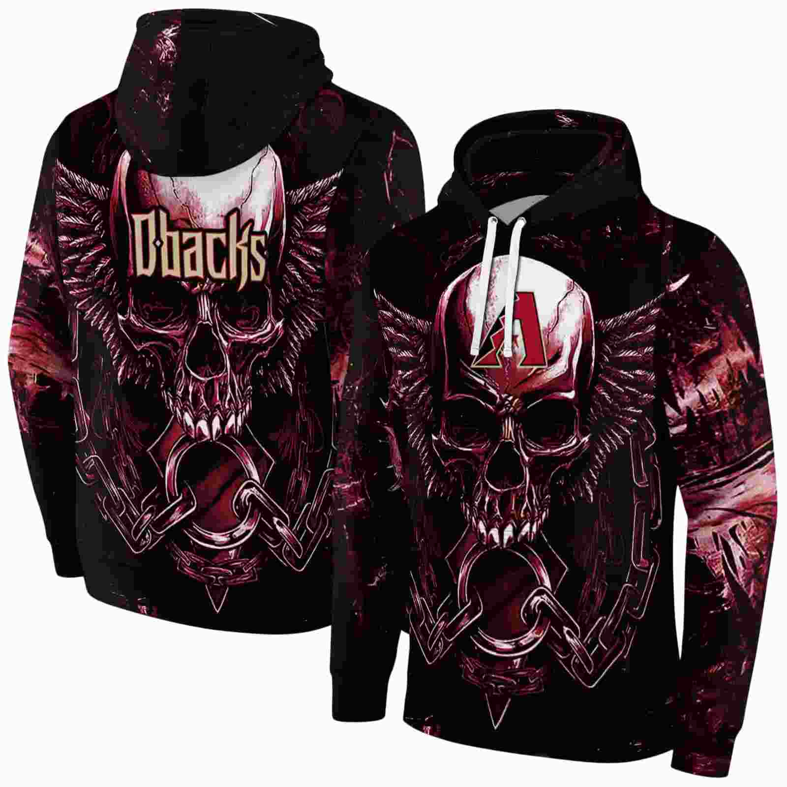 arizona diamondbacks skull artwork red black hoodie fashion forward