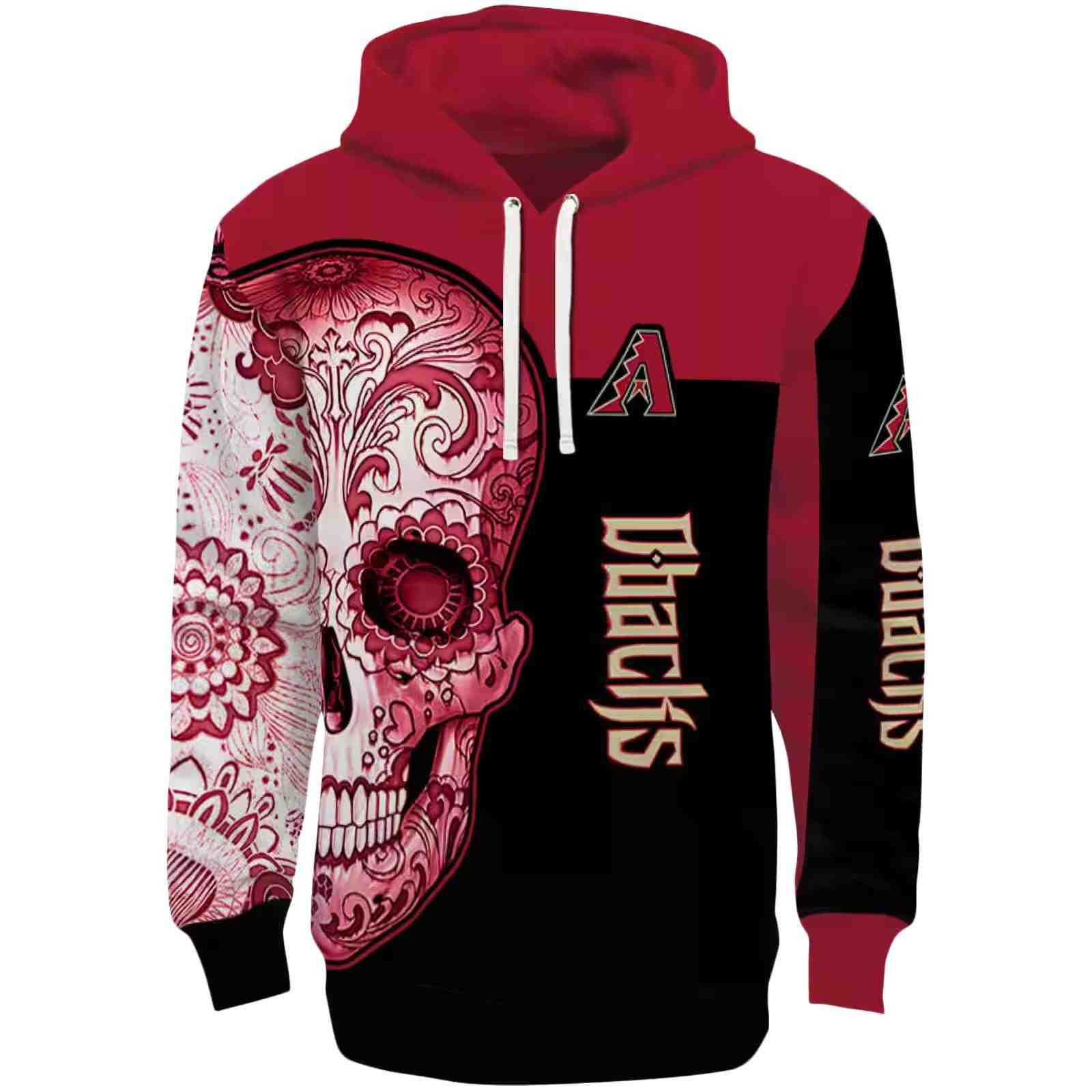 Arizona Diamondbacks Sugar Skull Red Black Hoodie