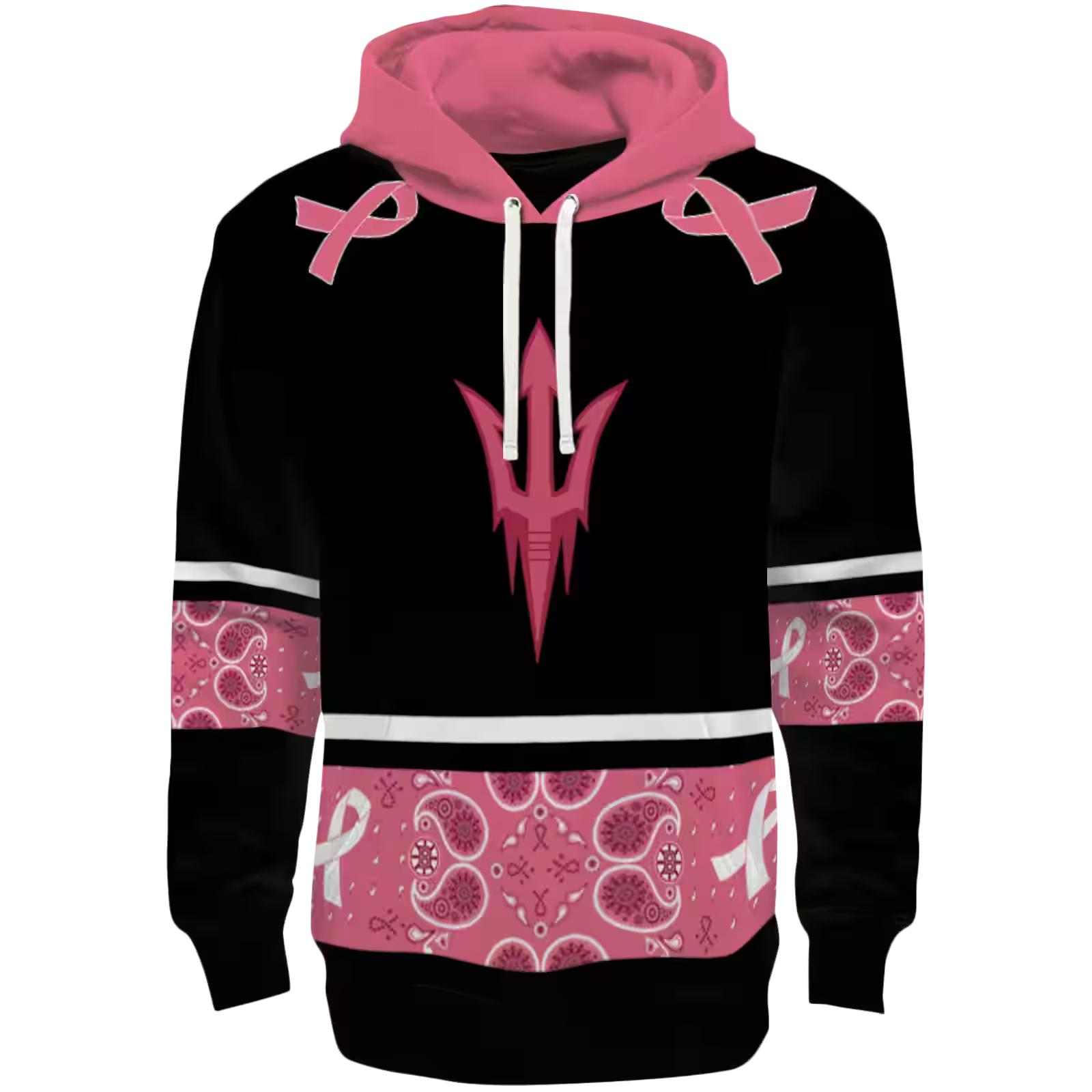 Arizona State Sun Devils Awareness Ribbon Black Pink Hoodie