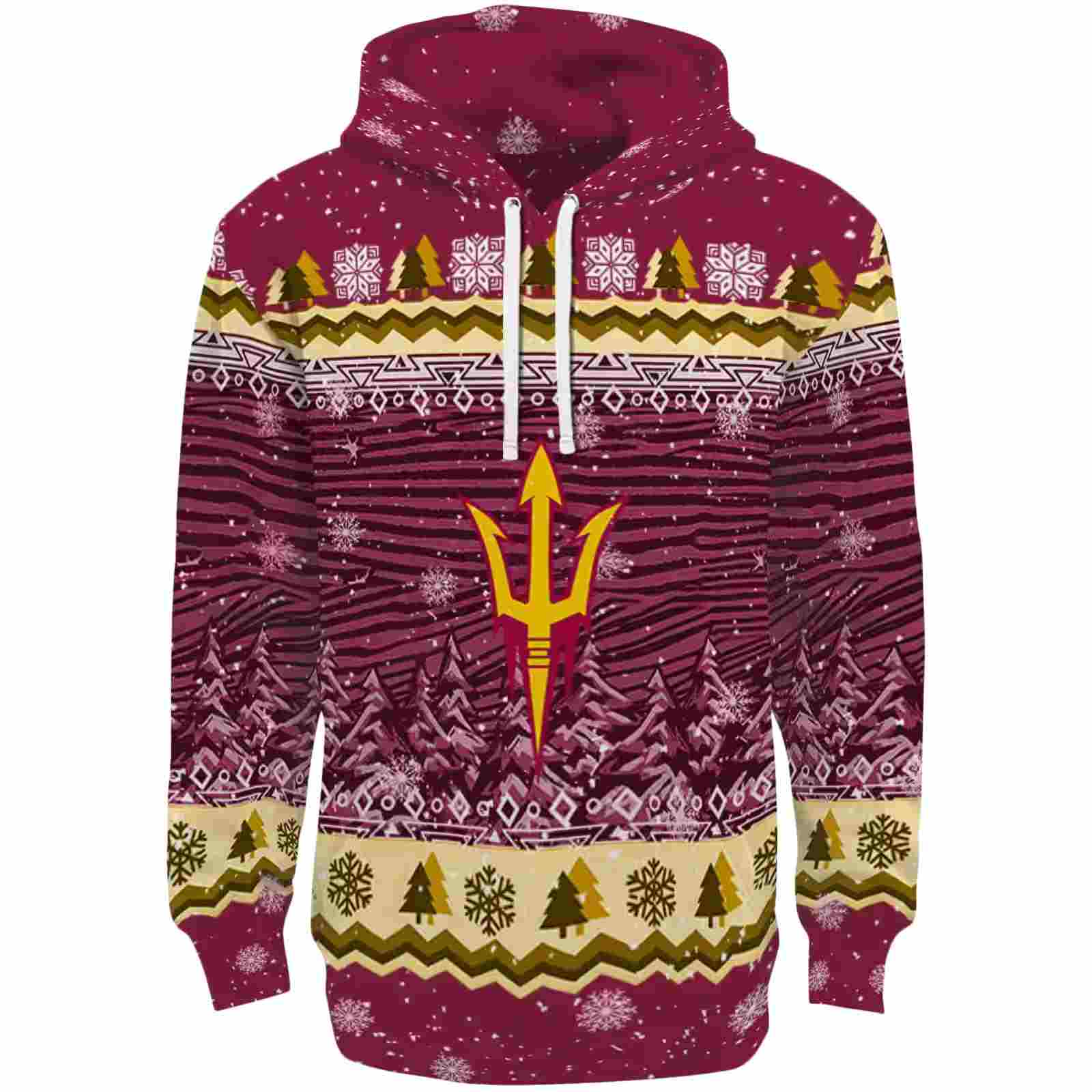 Arizona State Sun Devils Christmas Trees Maroon Hoodie