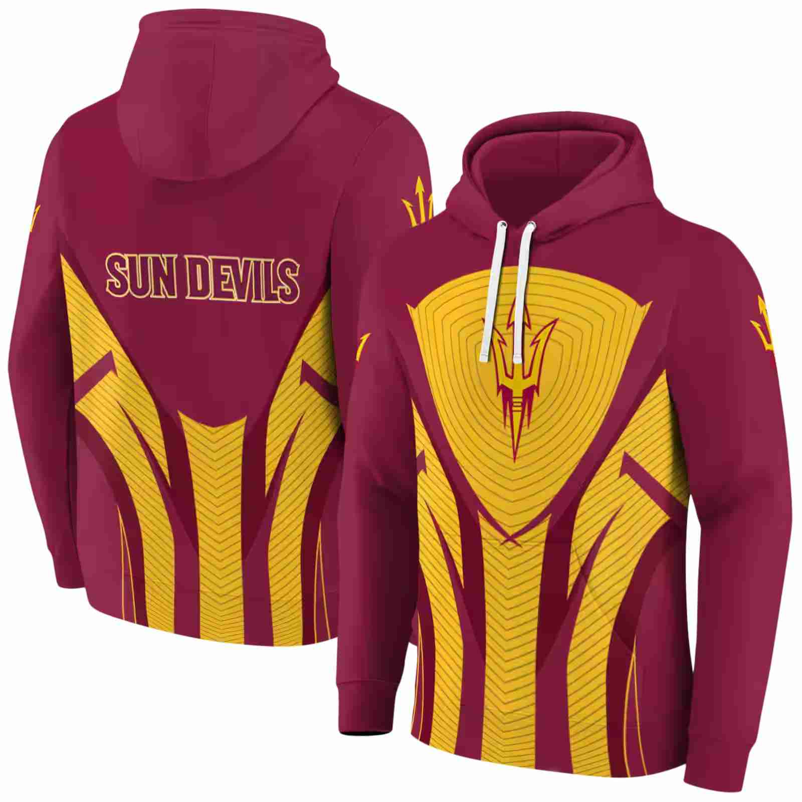 arizona state sun devils concentric lines maroon black hoodie fashion forward