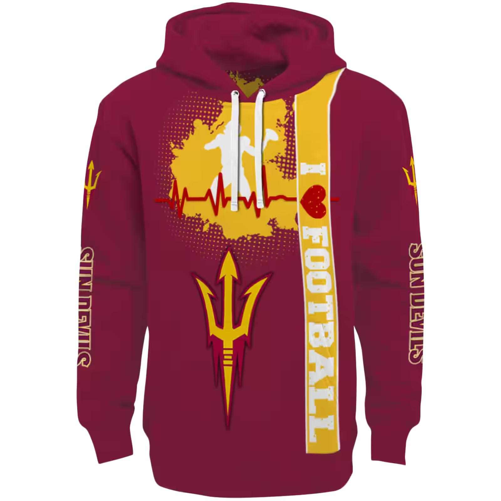 Arizona State Sun Devils Football Heartbeat Maroon Hoodie