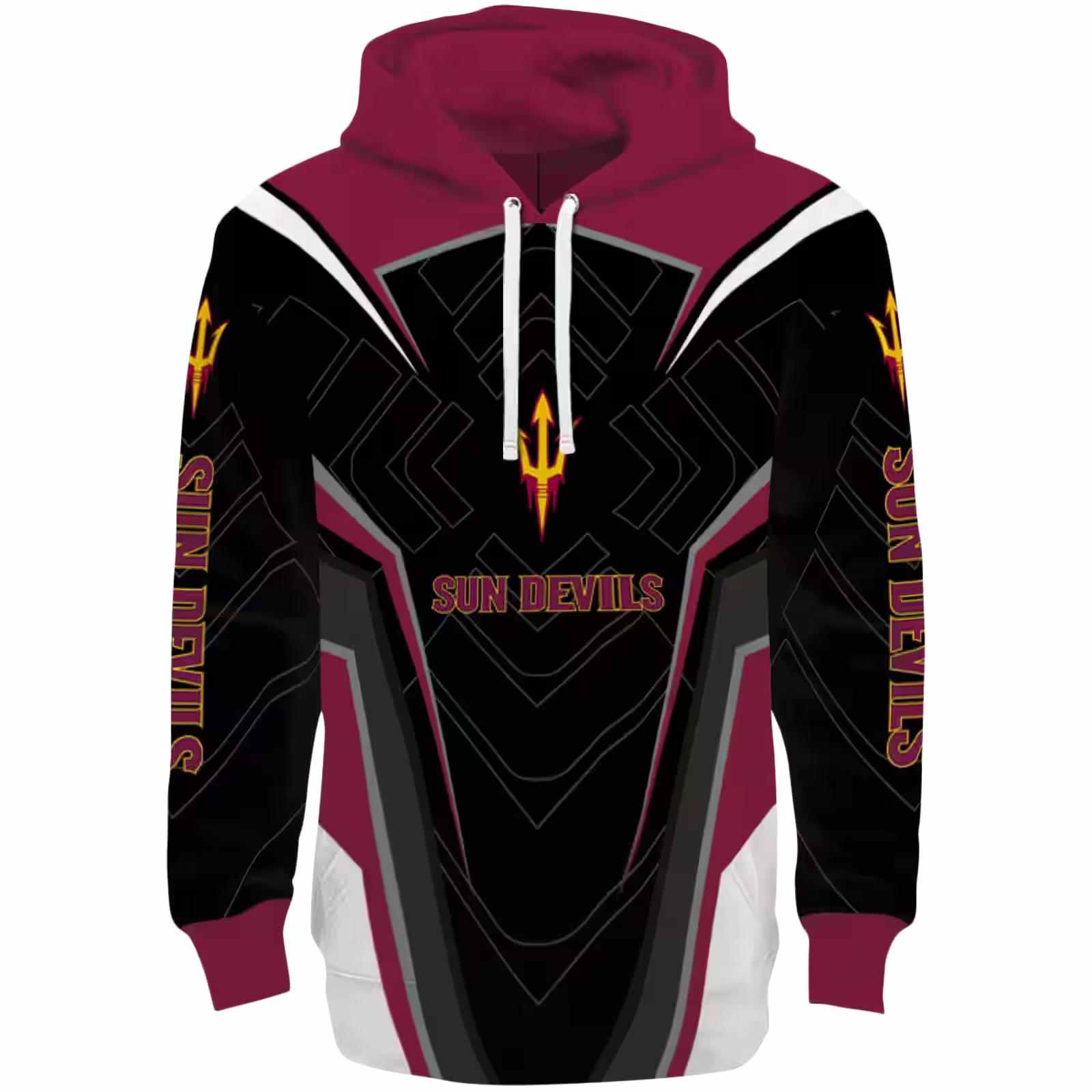 Arizona State Sun Devils Futuristic Pattern Maroon Black Hoodie