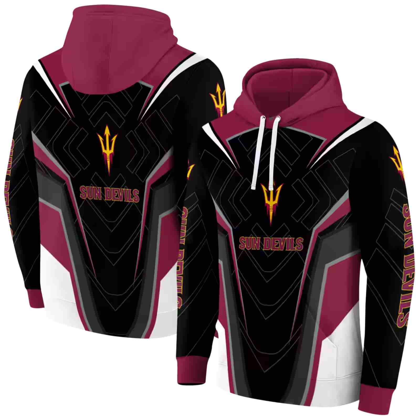 arizona state sun devils futuristic pattern maroon black hoodie fashion forward