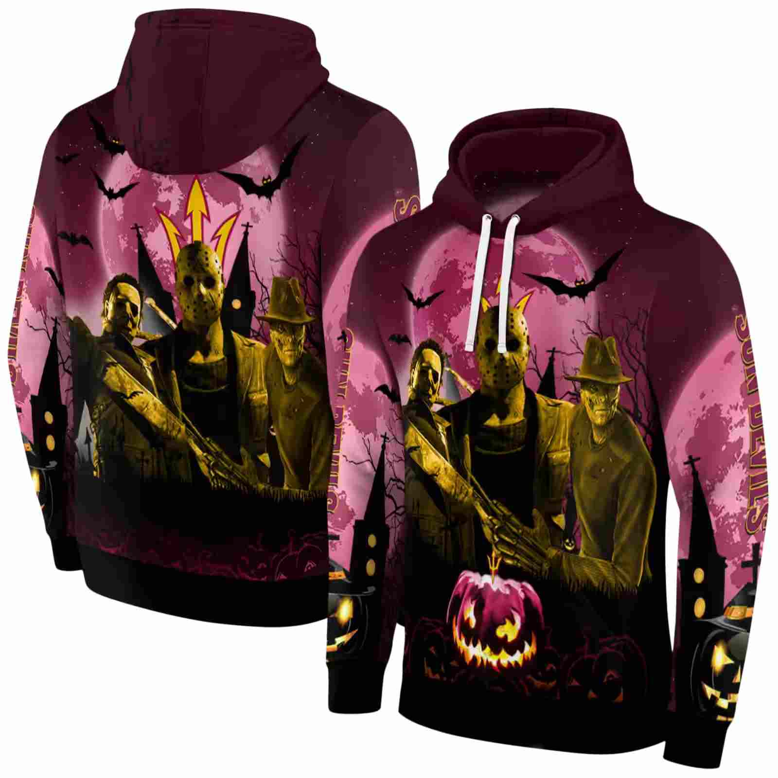 arizona state sun devils halloween vibes maroon black hoodie fashion forward