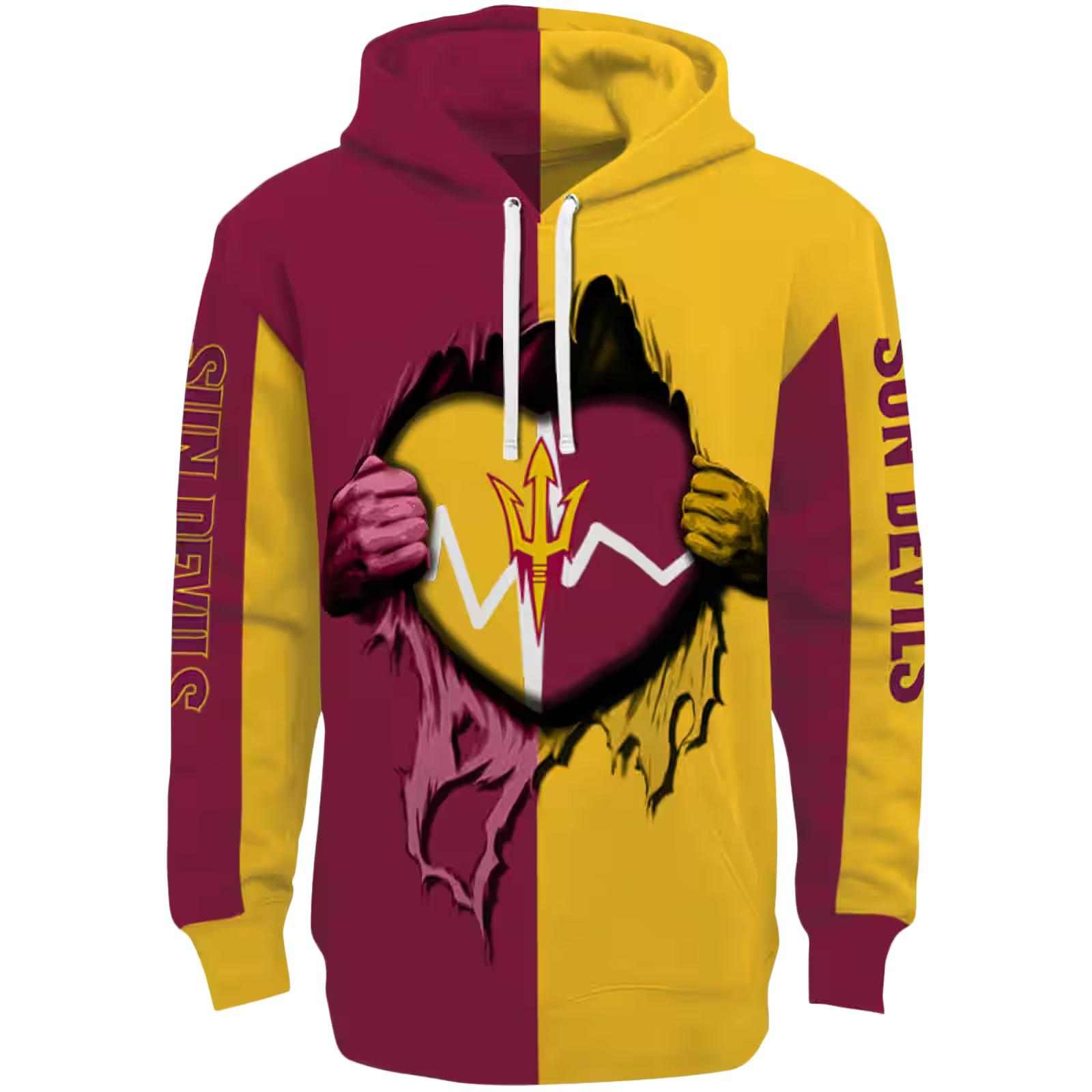 Arizona State Sun Devils Heartbeat Graphic Maroon Hoodie