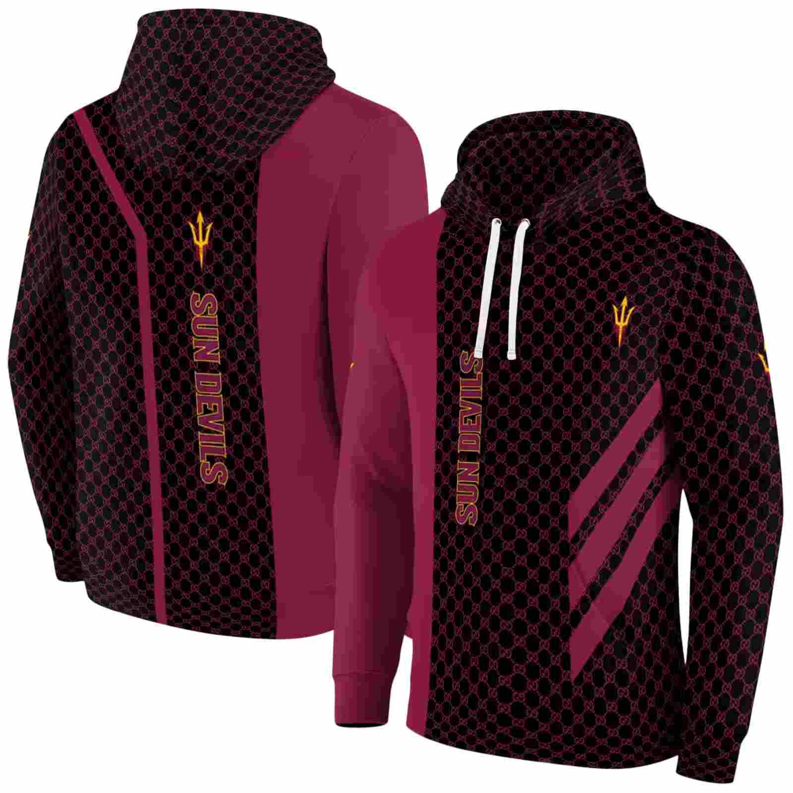 arizona state sun devils monogram pattern maroon hoodie fashion forward