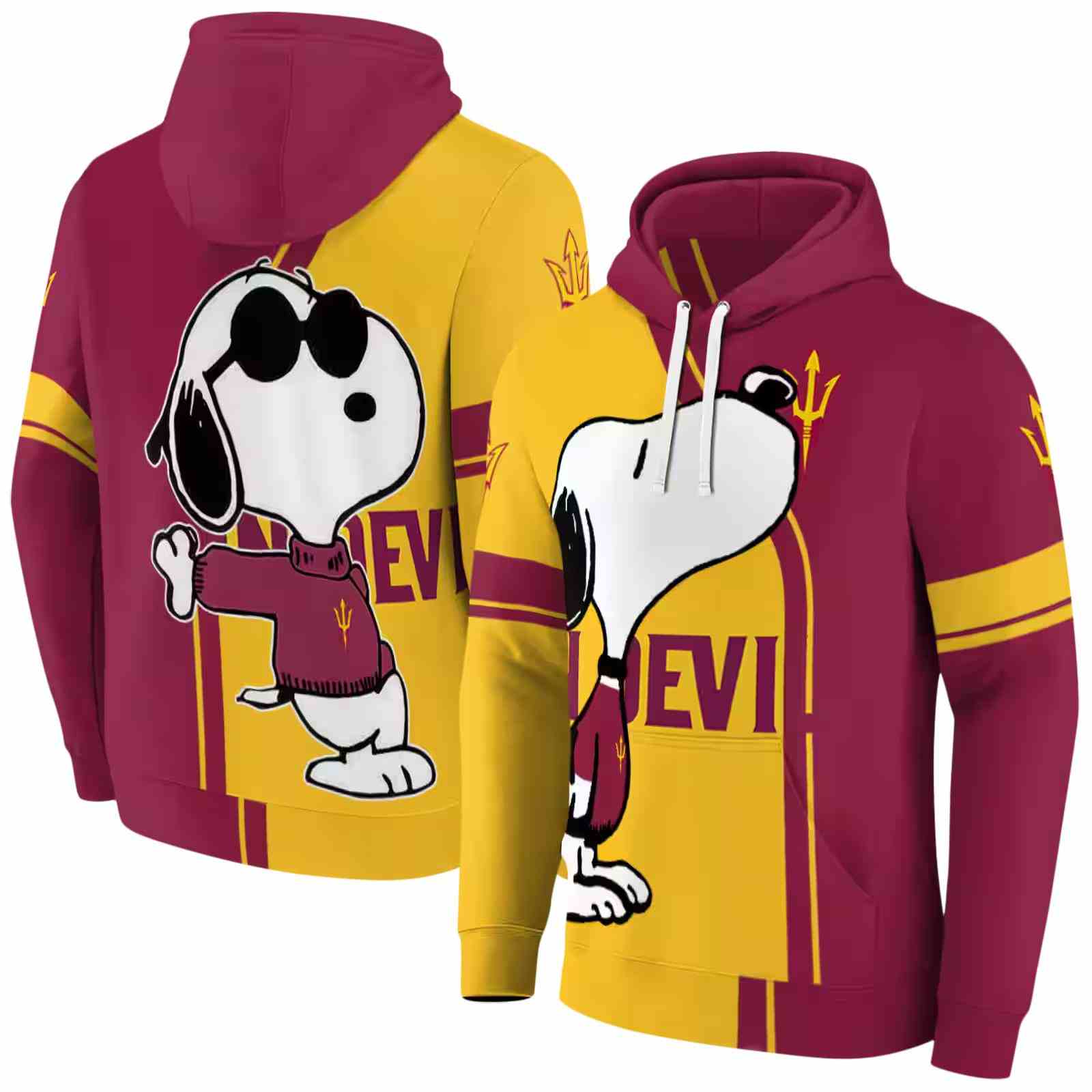 arizona state sun devils playful snoopy maroon hoodie fashion forward