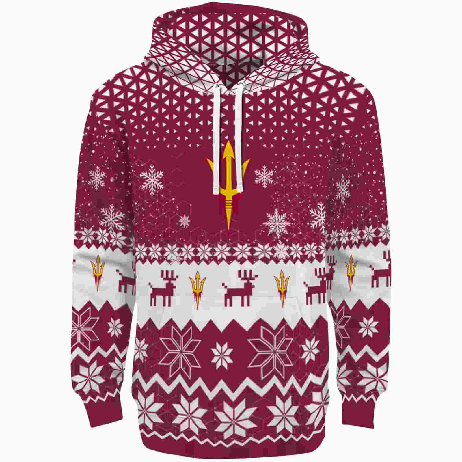 Arizona State Sun Devils Reindeer Motif Maroon Hoodie