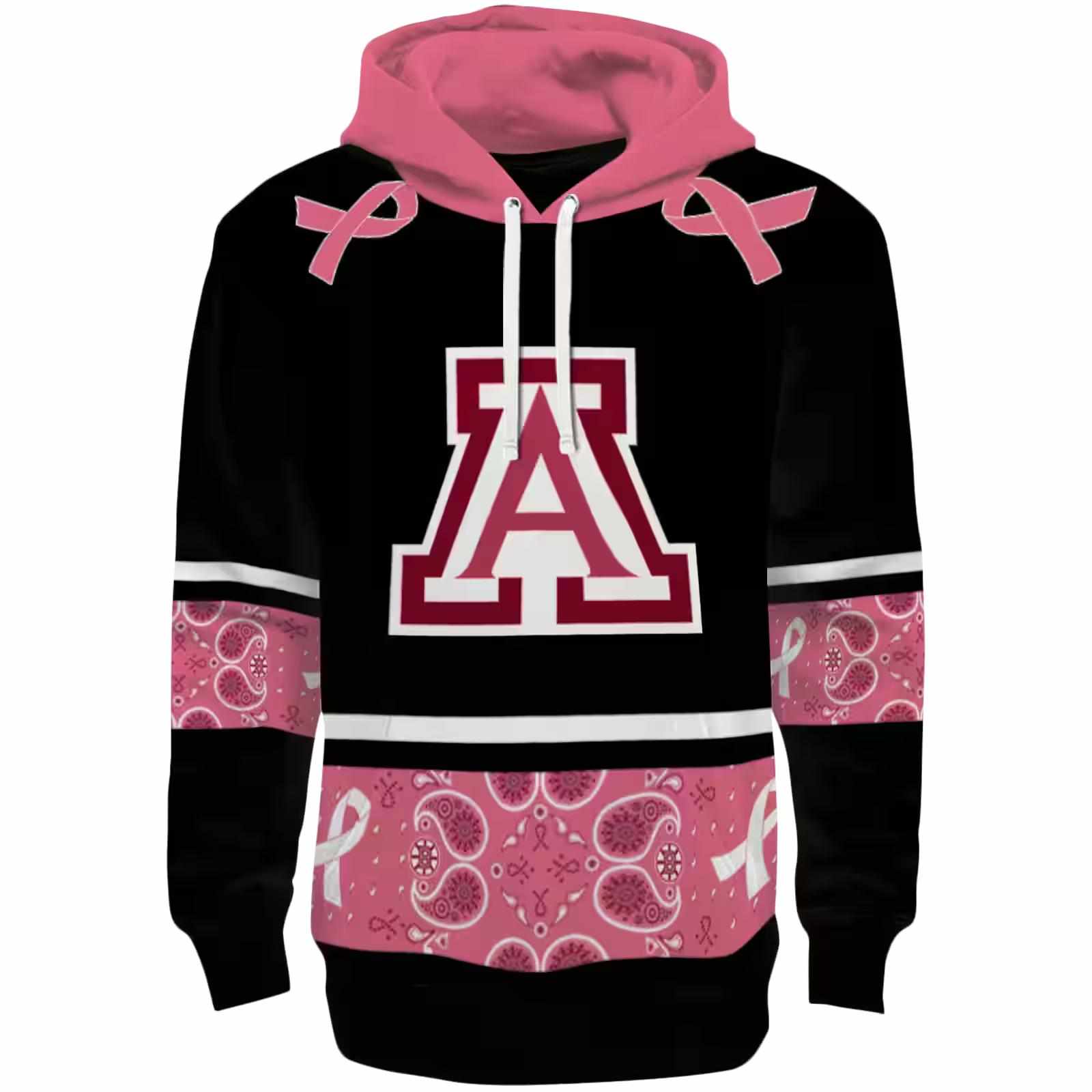 Arizona Wildcats Awareness Ribbon Black Pink Hoodie