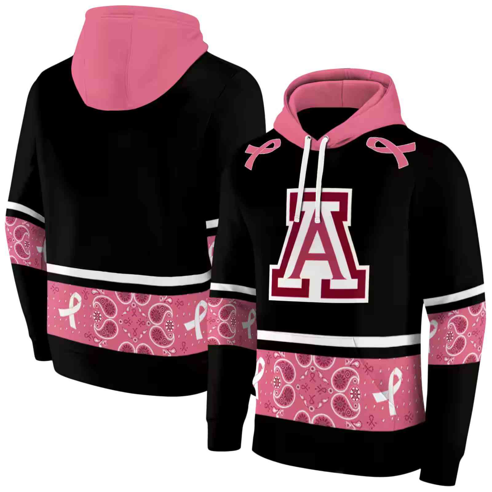 arizona wildcats awareness ribbon black pink hoodie fashion forward