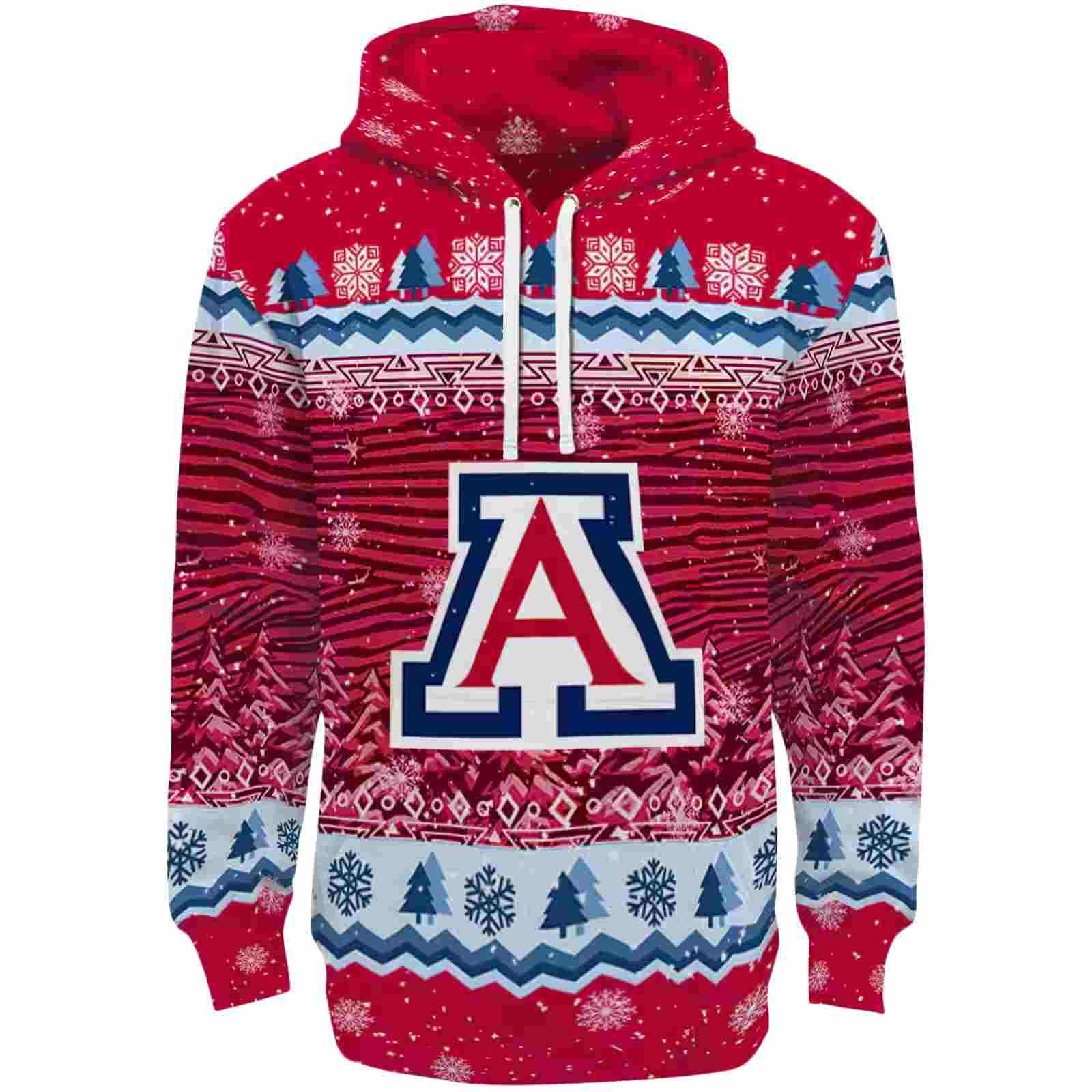 Arizona Wildcats Christmas Trees Red Hoodie