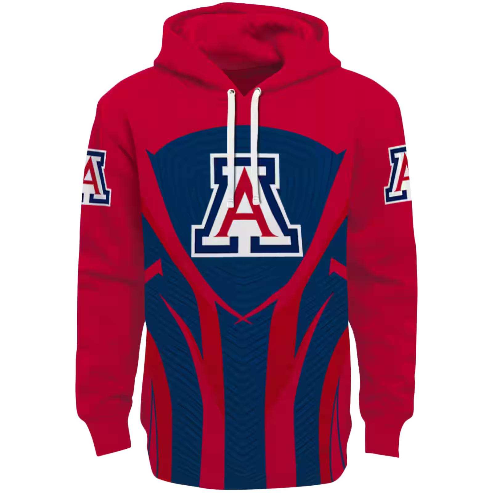 Arizona Wildcats Concentric Lines Red Black Hoodie