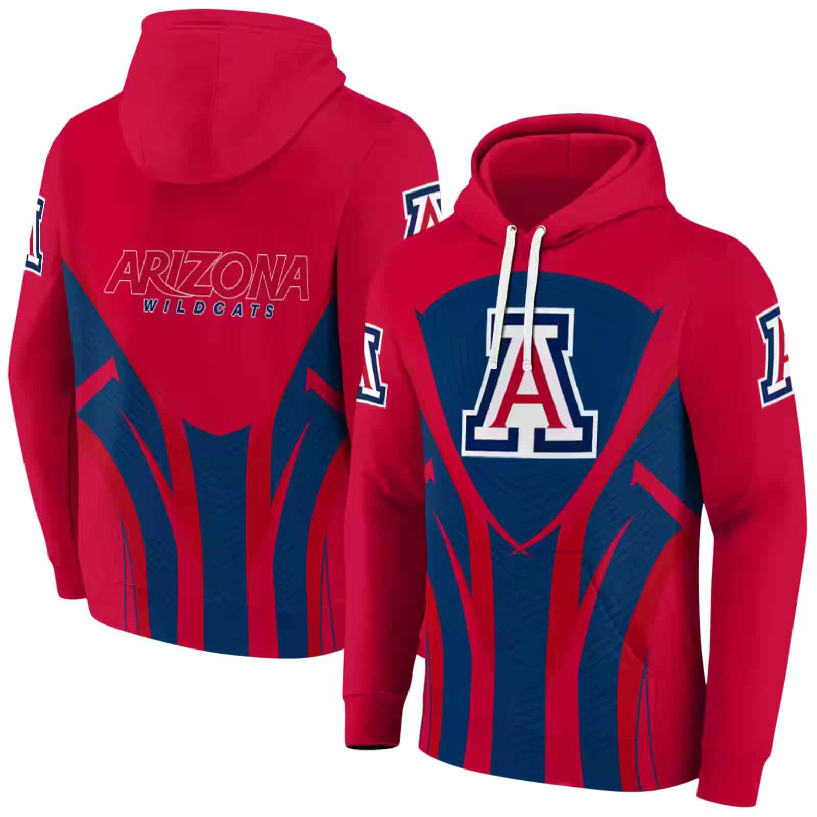 arizona wildcats concentric lines red black hoodie fashion forward