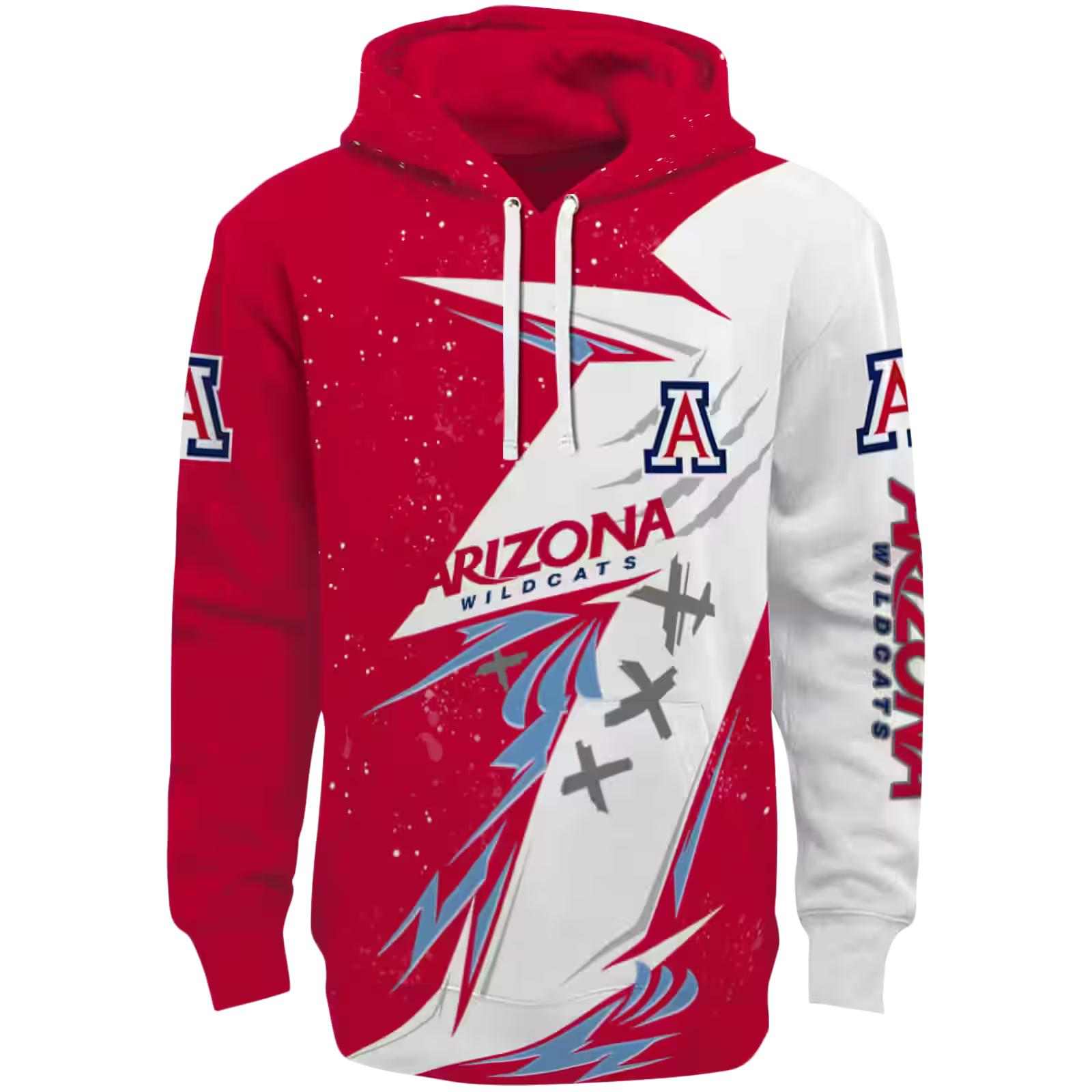 Arizona Wildcats Dynamic Slash Red White Hoodie