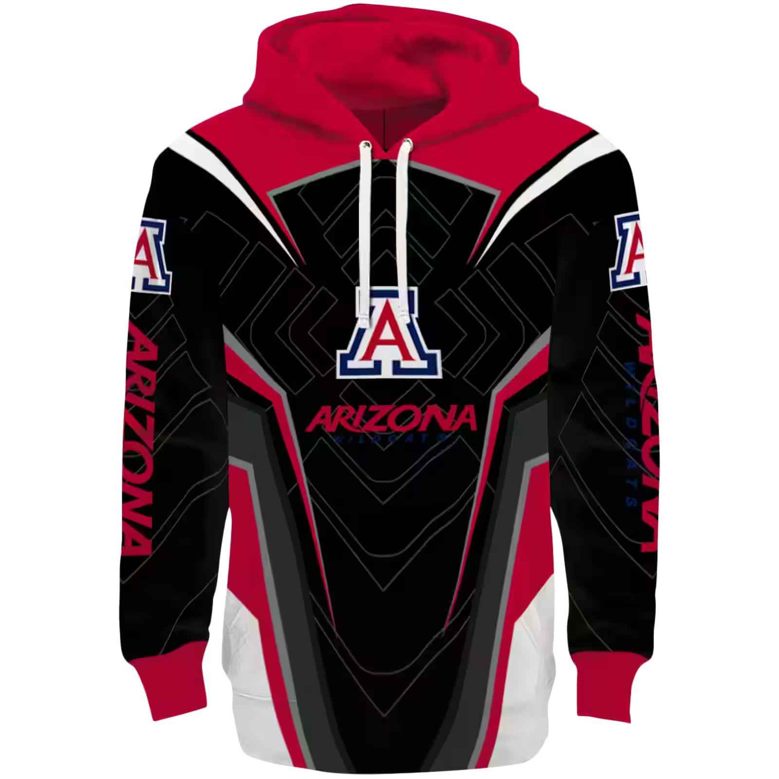 Arizona Wildcats Futuristic Pattern Red Black Hoodie