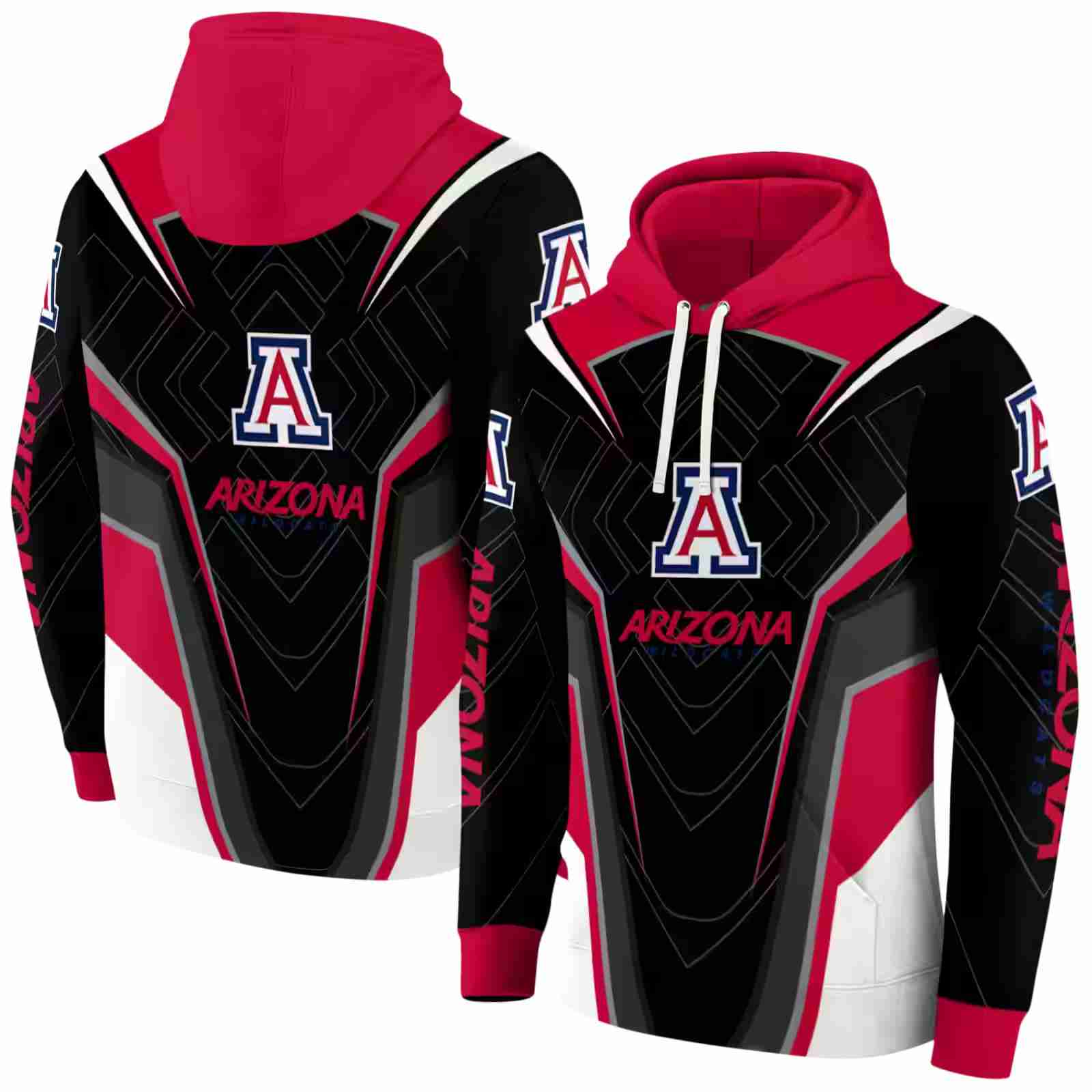 arizona wildcats futuristic pattern red black hoodie fashion forward