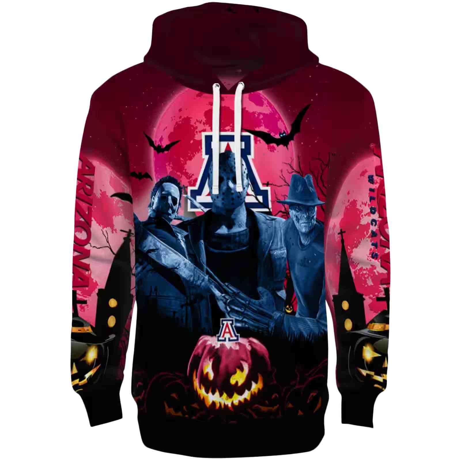 Arizona Wildcats Halloween Vibes Red Black Hoodie