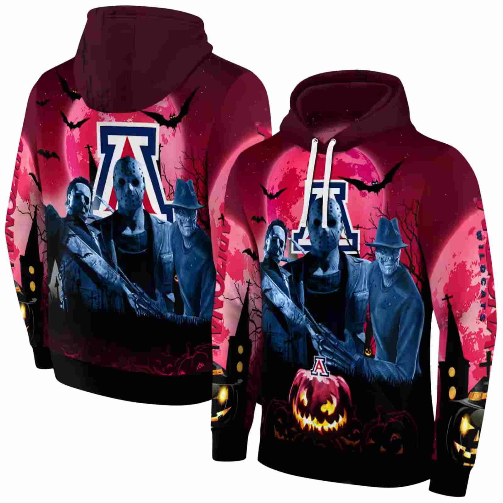 arizona wildcats halloween vibes red black hoodie fashion forward