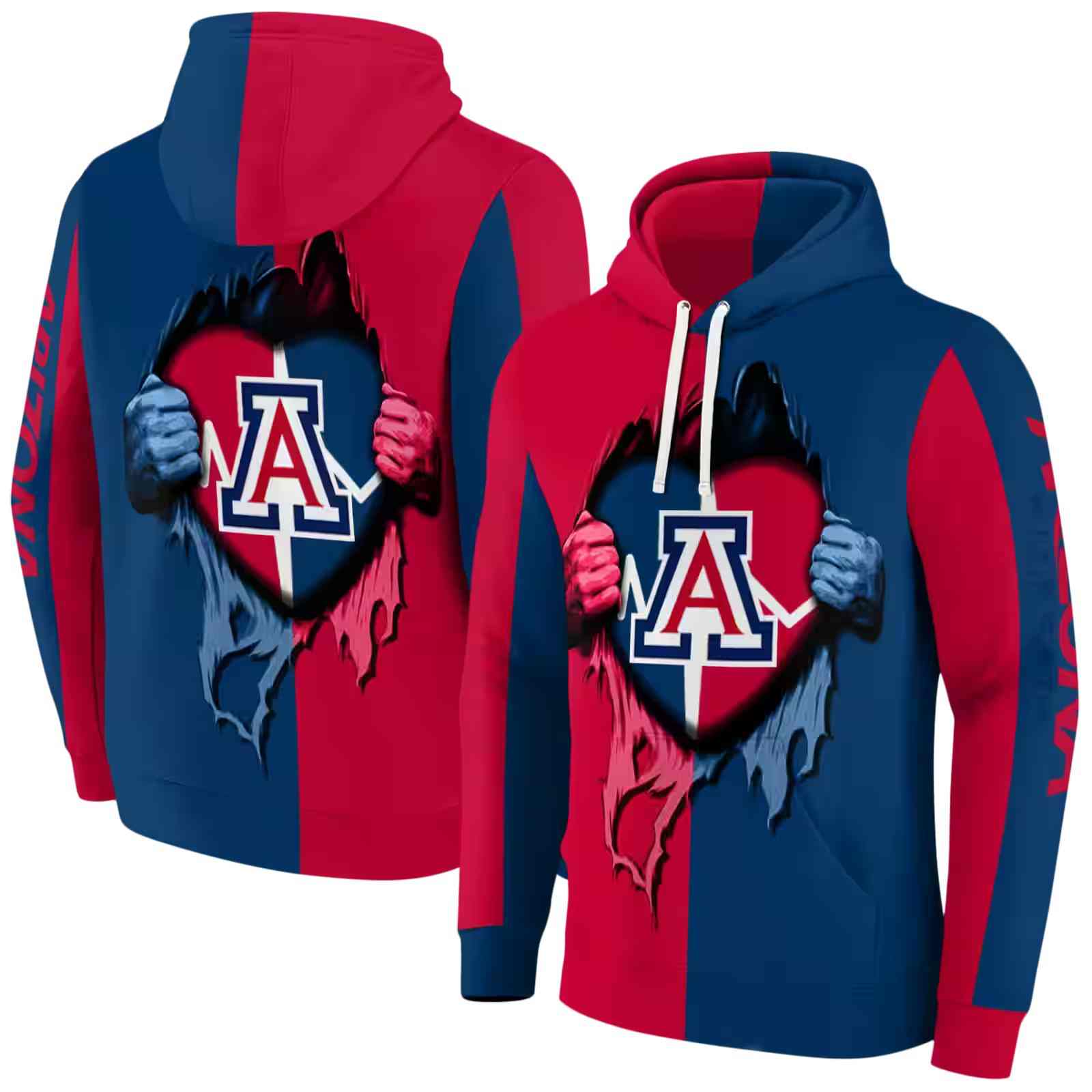 arizona wildcats heartbeat graphic red hoodie fashion forward