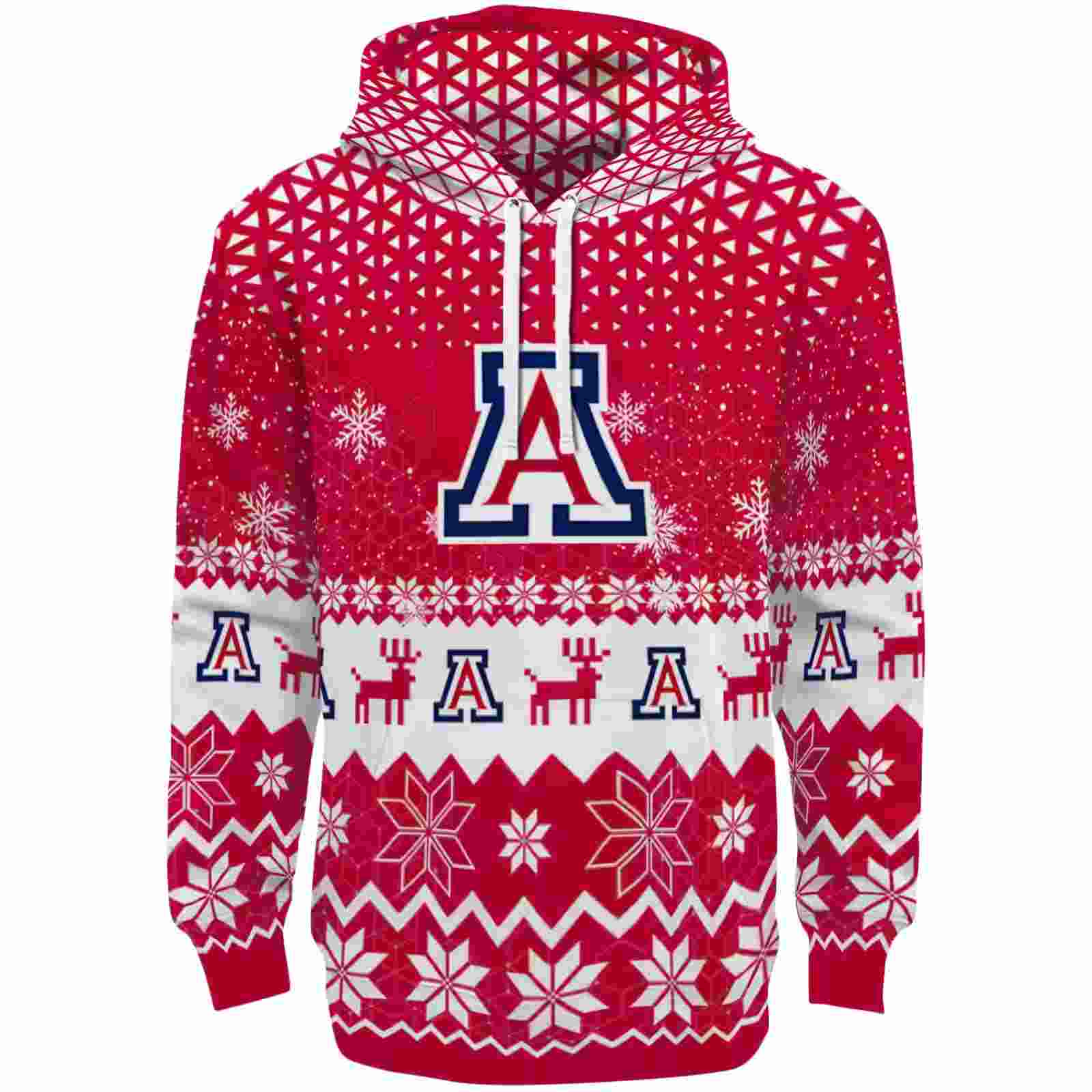 Arizona Wildcats Reindeer Motif Red Hoodie