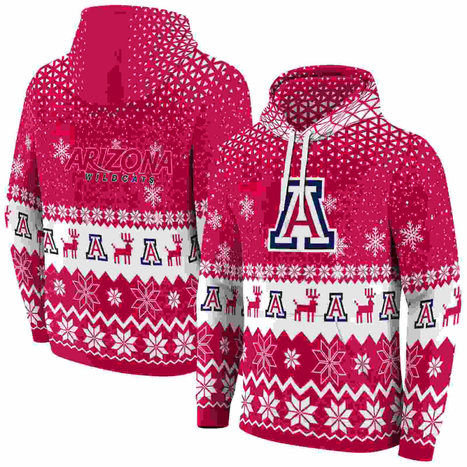 arizona wildcats reindeer motif red hoodie fashion forward