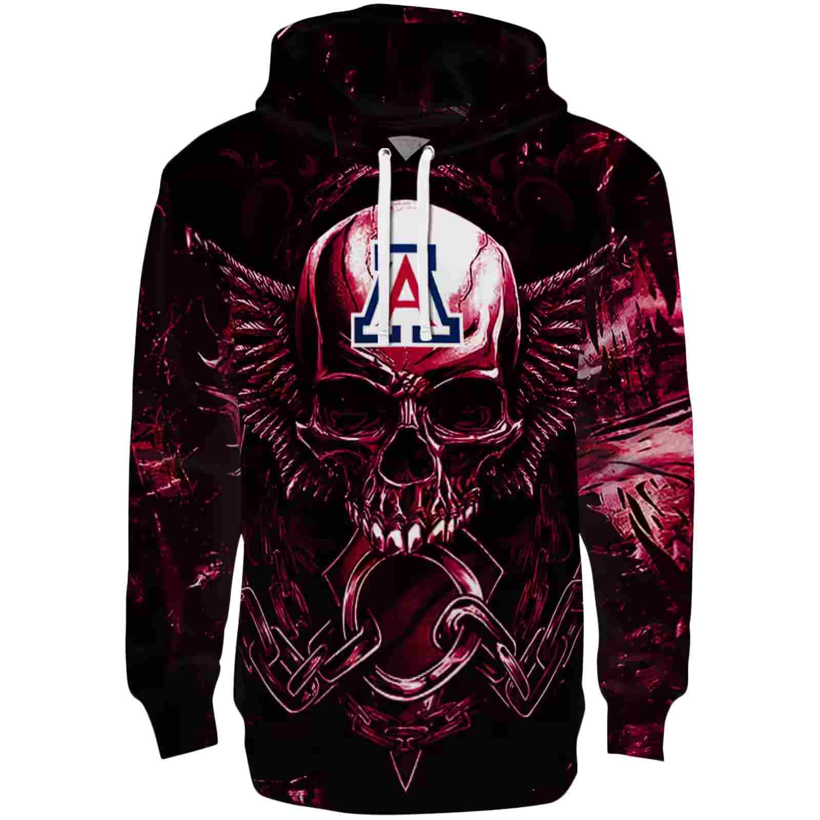 Arizona Wildcats Skull Artwork Red Black Hoodie