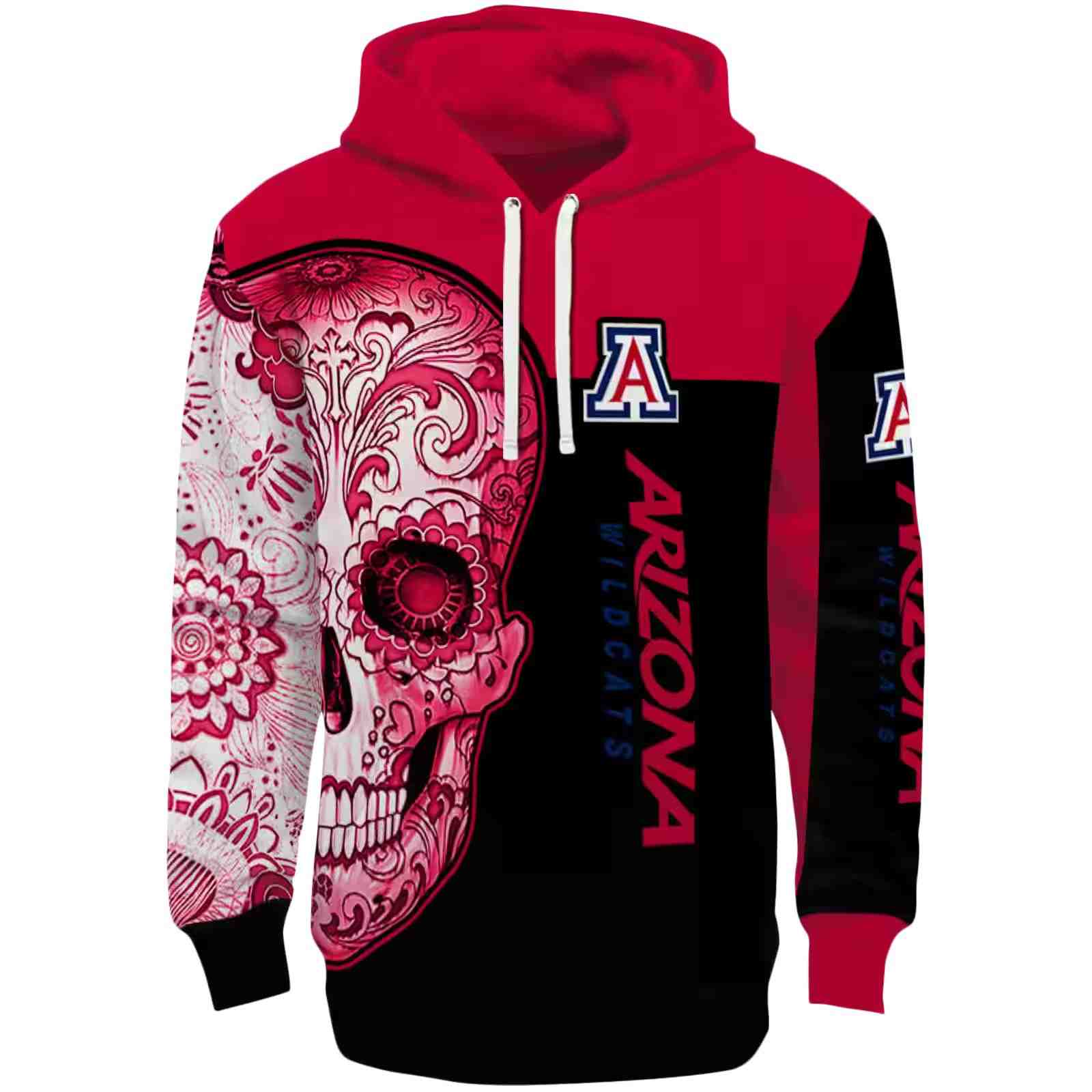 Arizona Wildcats Sugar Skull Red Black Hoodie