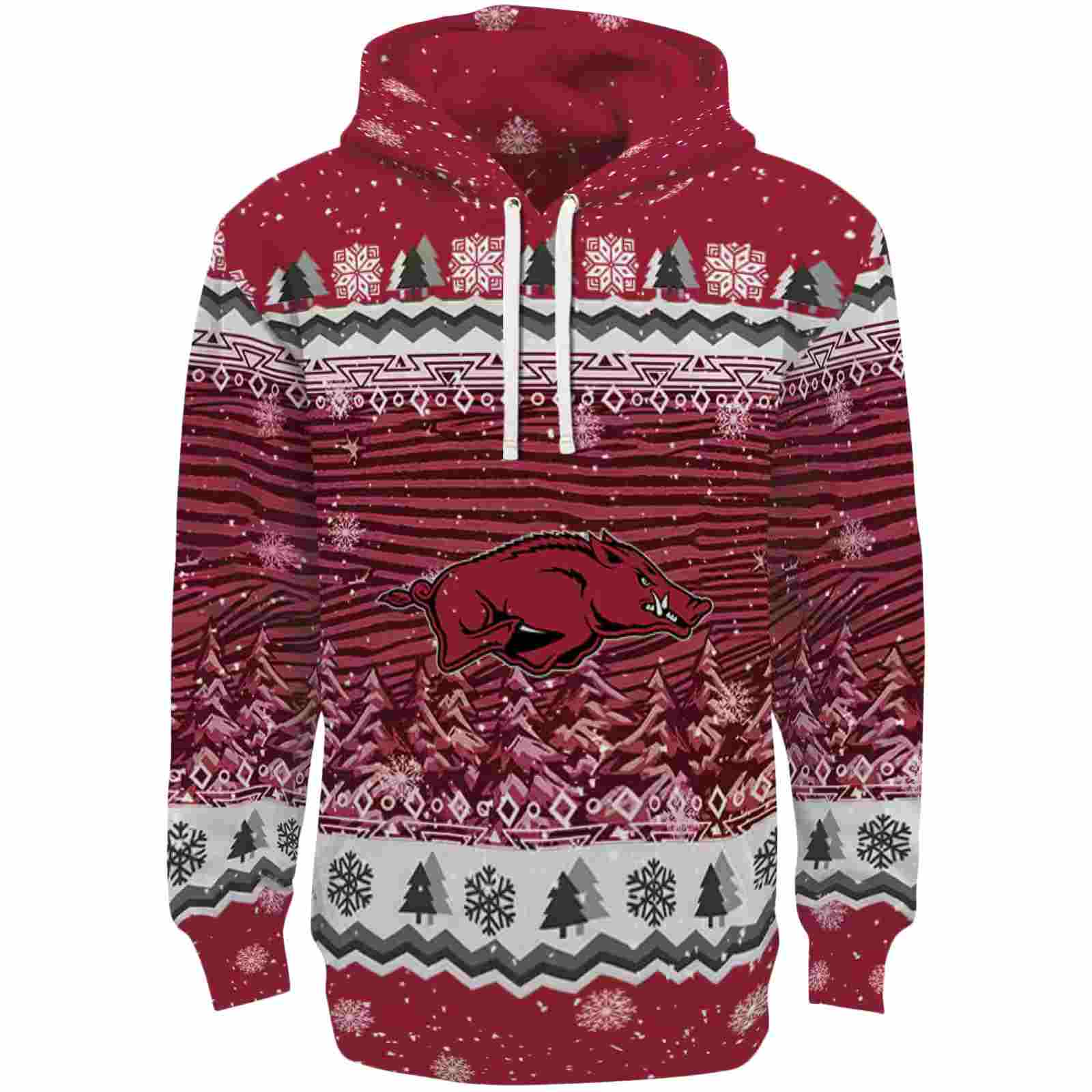 Arkansas Razorbacks Christmas Trees Red Hoodie