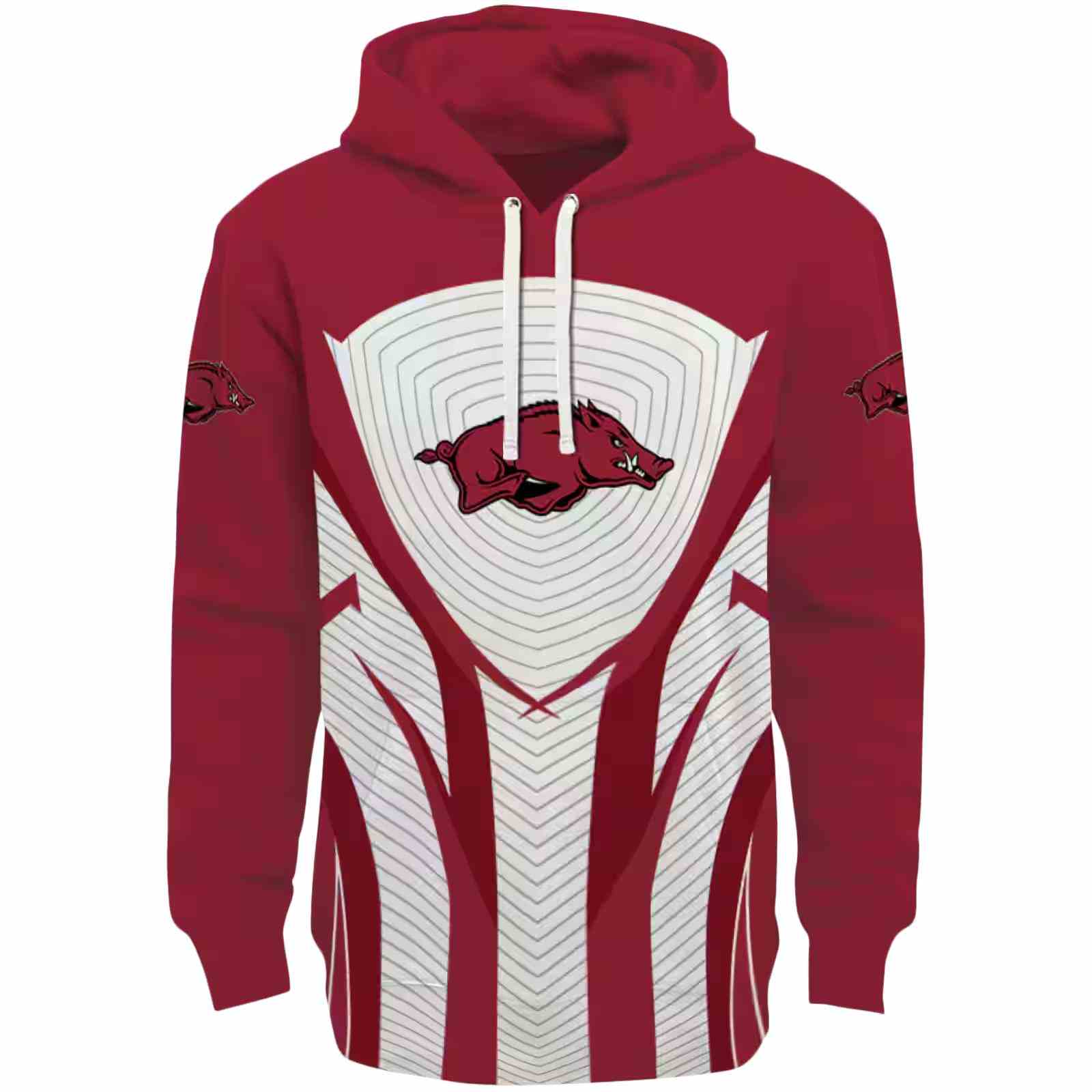 Arkansas Razorbacks Concentric Lines Red Black Hoodie