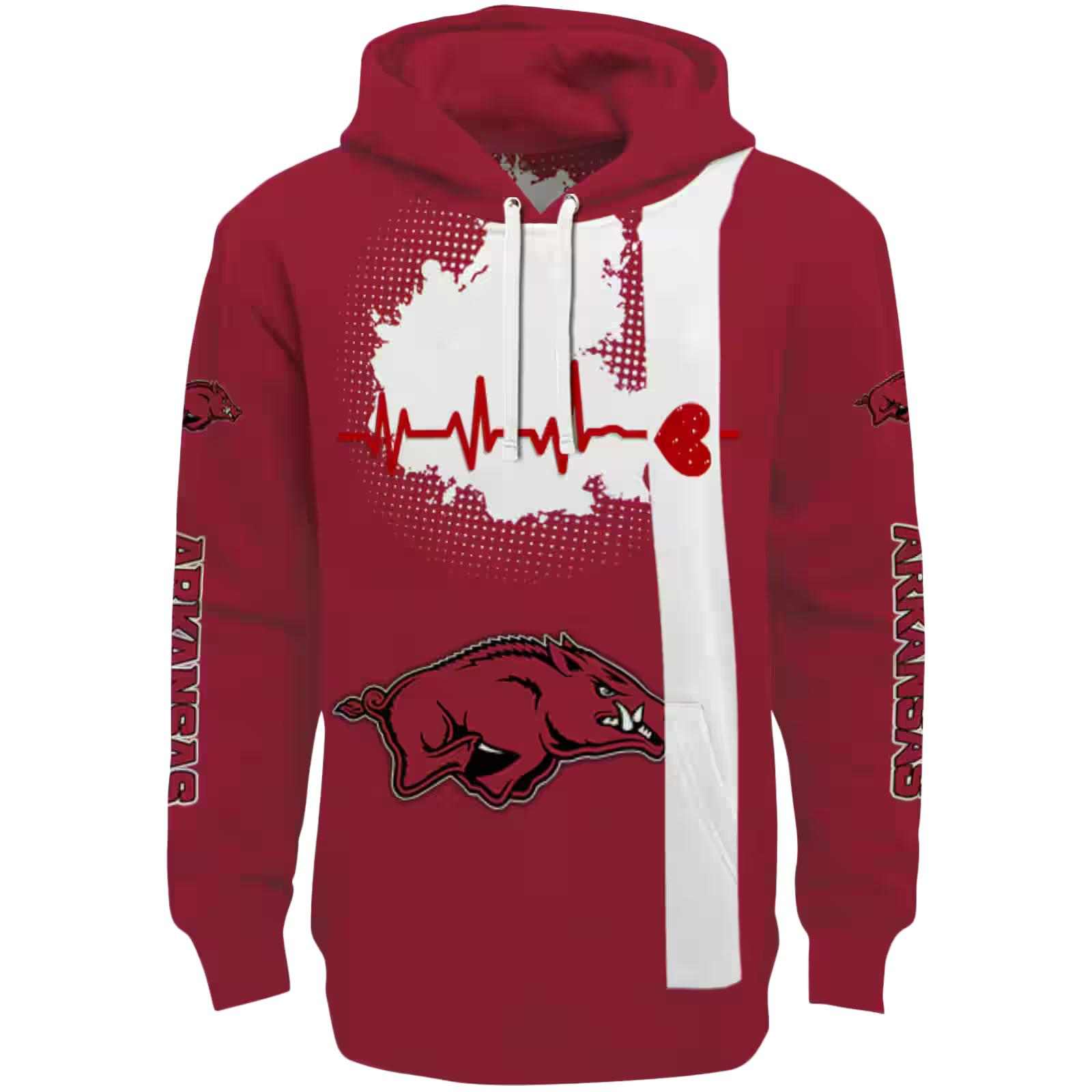 Arkansas Razorbacks Football Heartbeat Red Hoodie