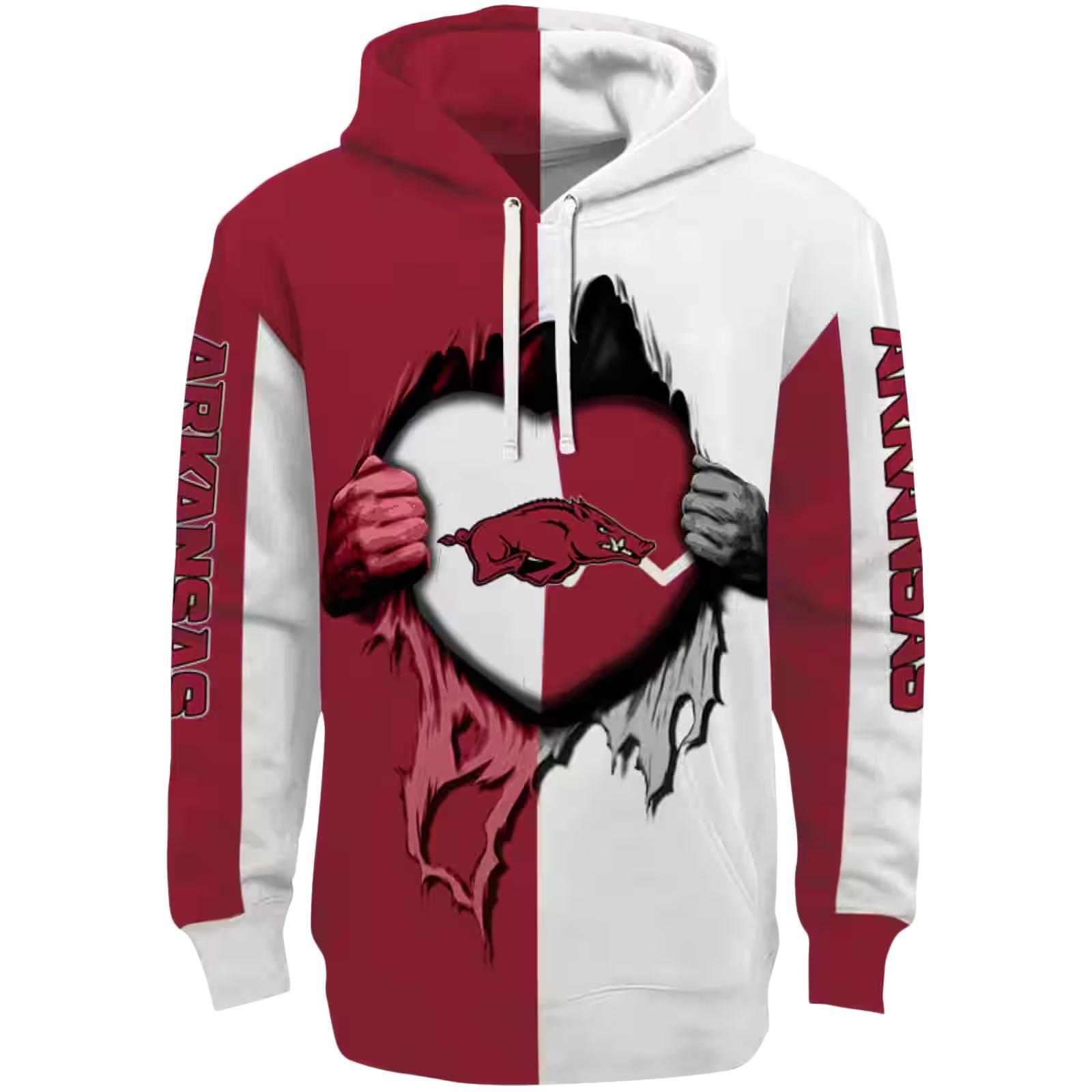 Arkansas Razorbacks Heartbeat Graphic Red Hoodie