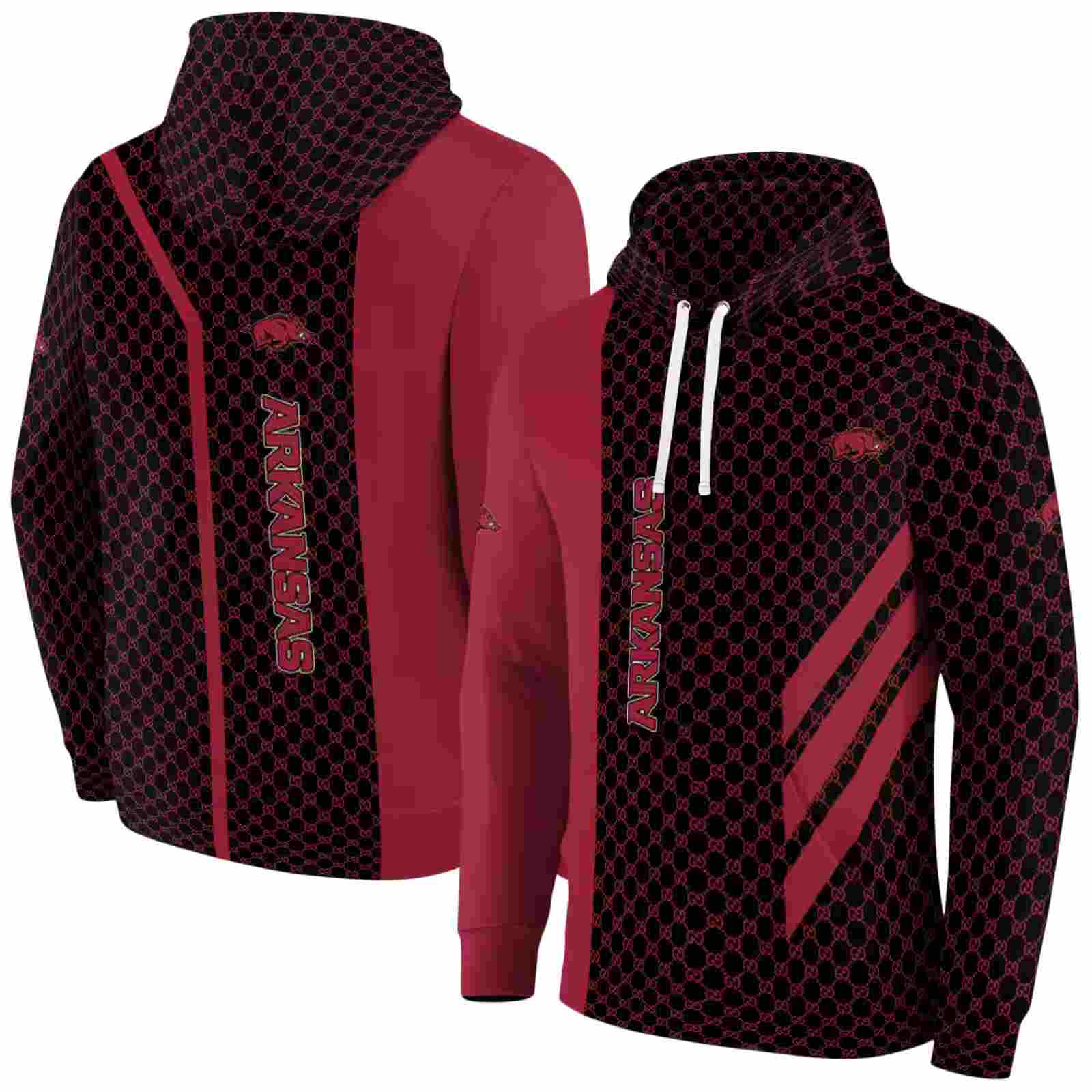 arkansas razorbacks monogram pattern red hoodie fashion forward