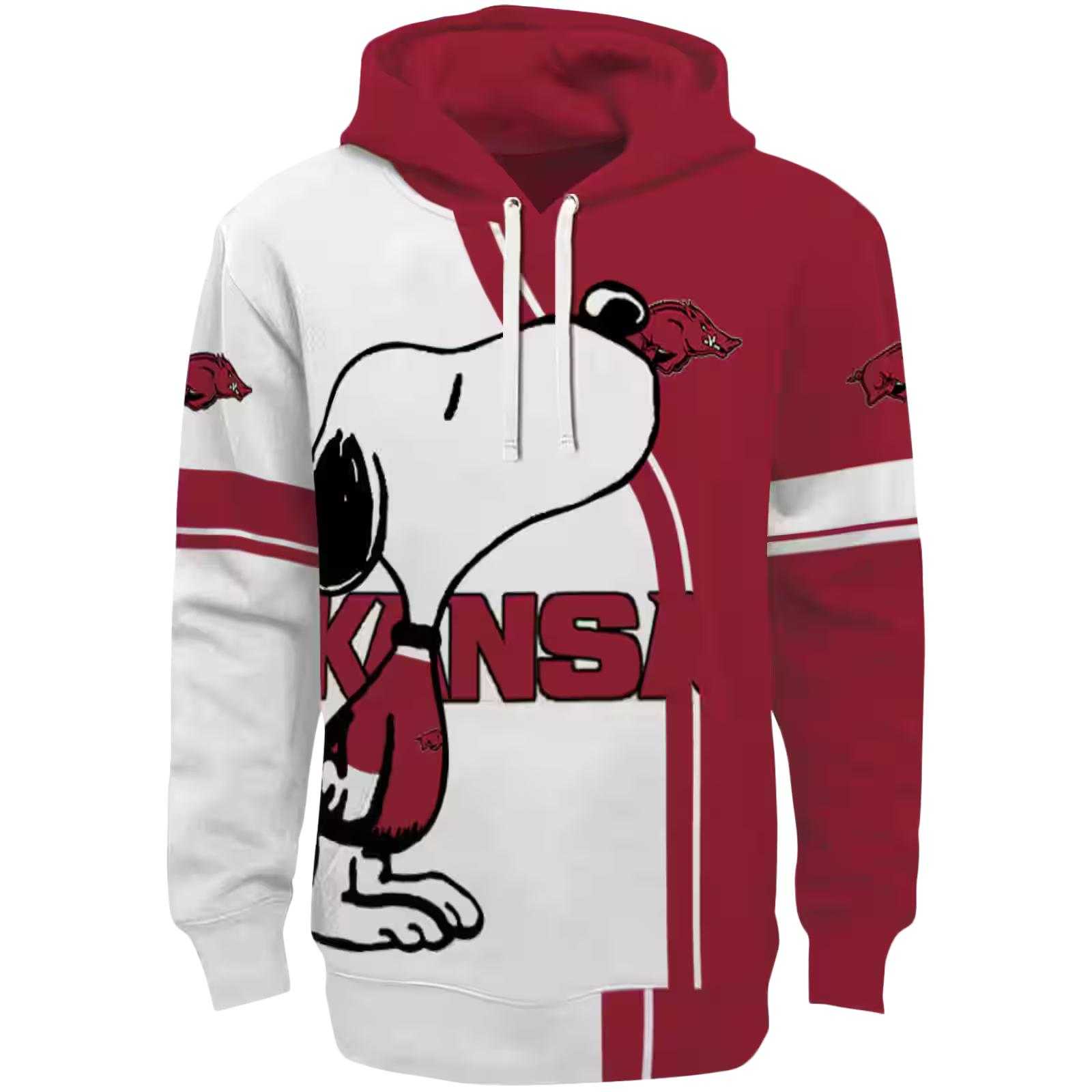 Arkansas Razorbacks Playful Snoopy Red Hoodie