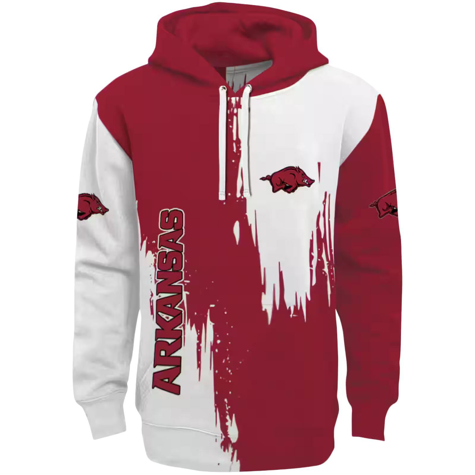 Arkansas Razorbacks Splatter Effect Red Hoodie