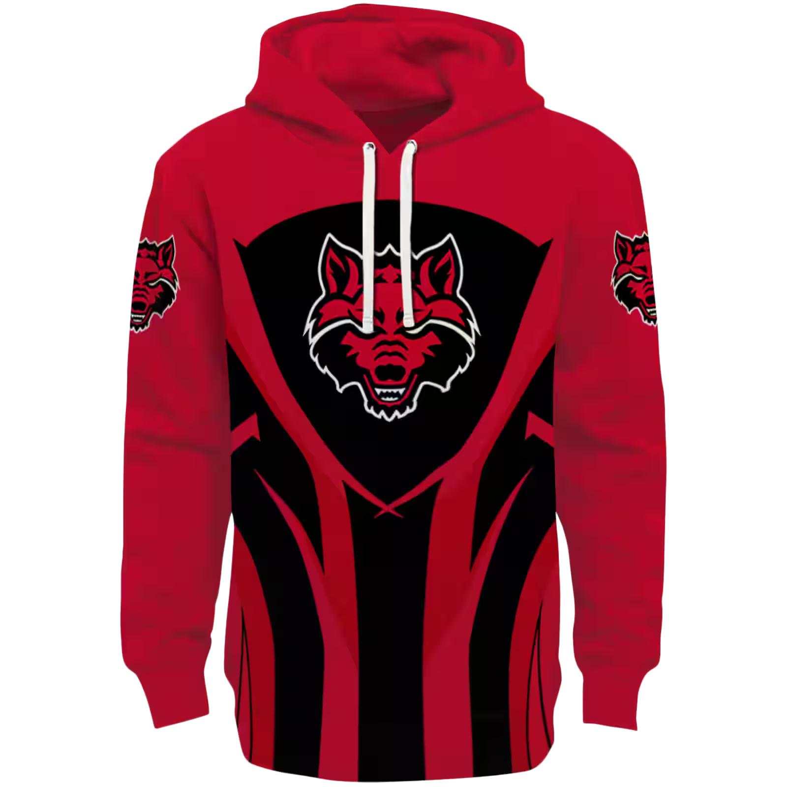 Arkansas State Red Wolves Concentric Lines Scarlet Black Hoodie