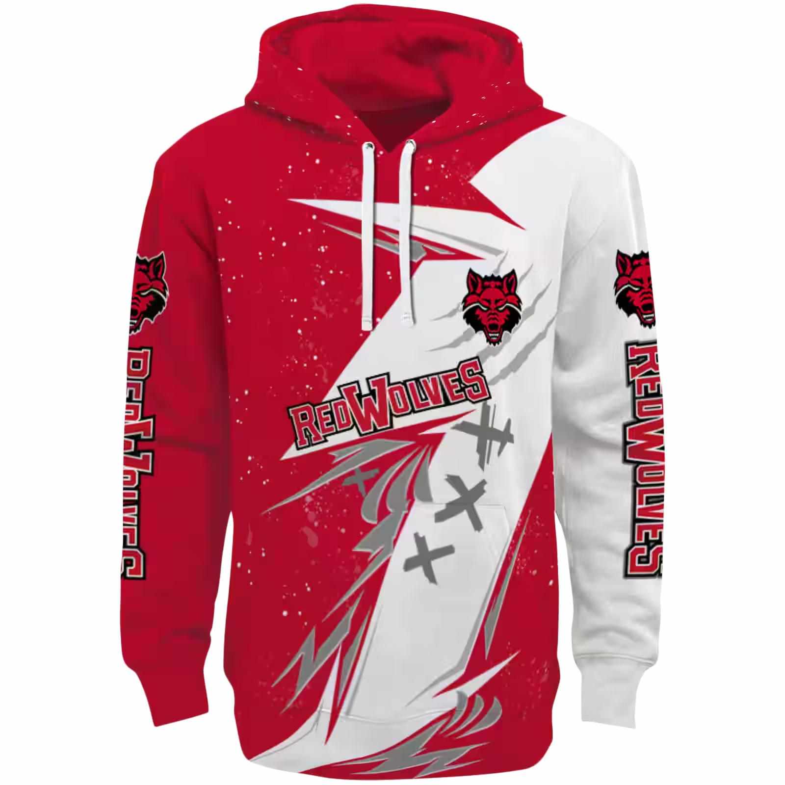 Arkansas State Red Wolves Dynamic Slash Scarlet White Hoodie