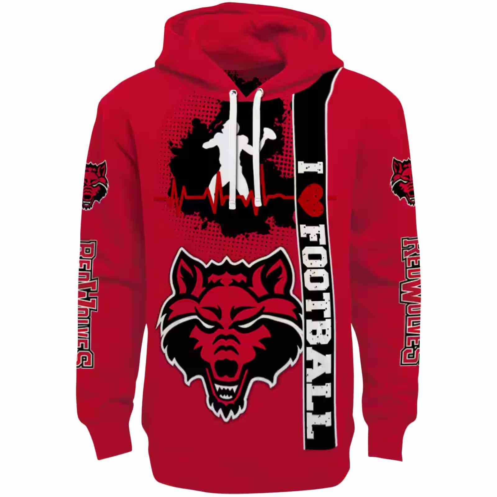 Arkansas State Red Wolves Football Heartbeat Scarlet Hoodie