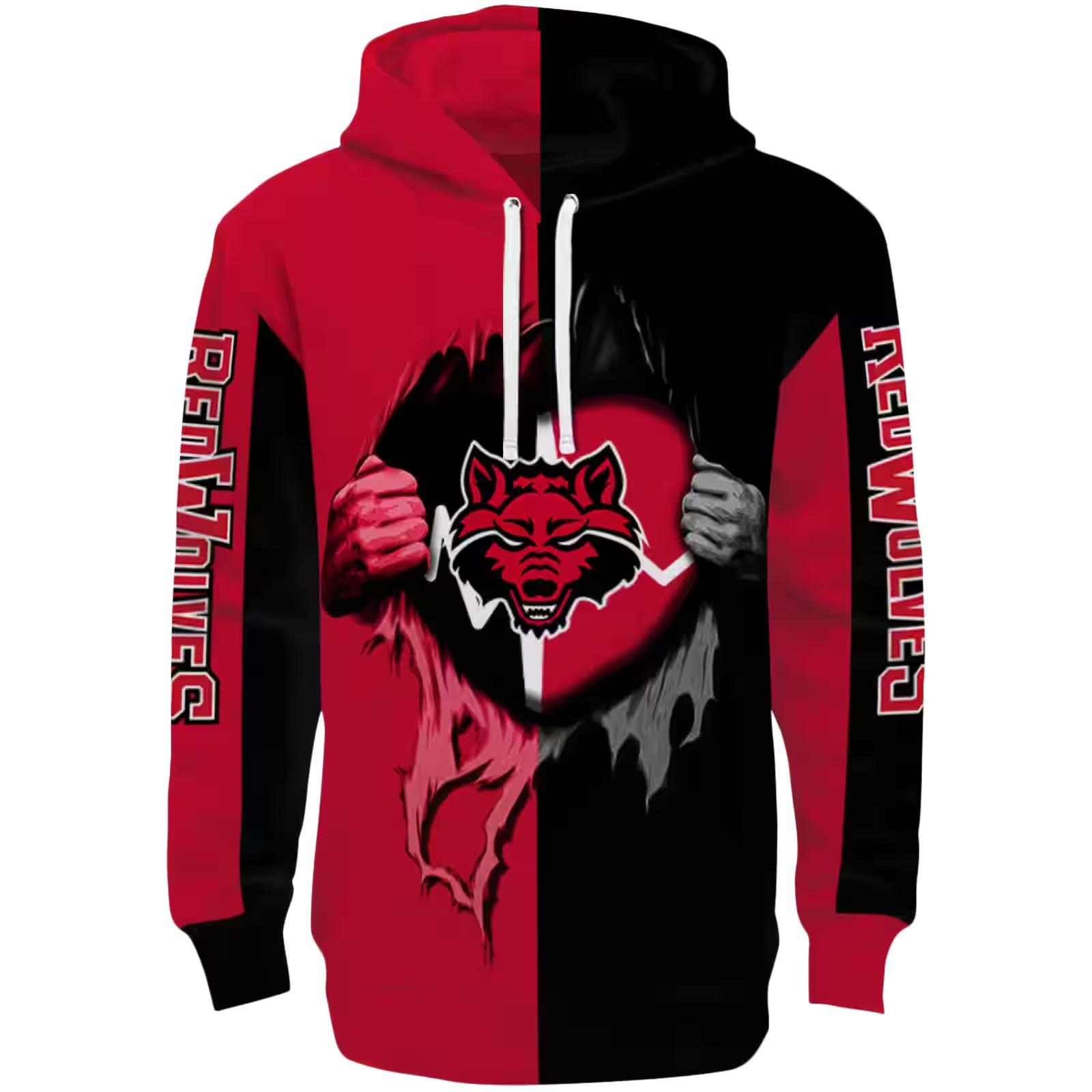 Arkansas State Red Wolves Heartbeat Graphic Scarlet Hoodie