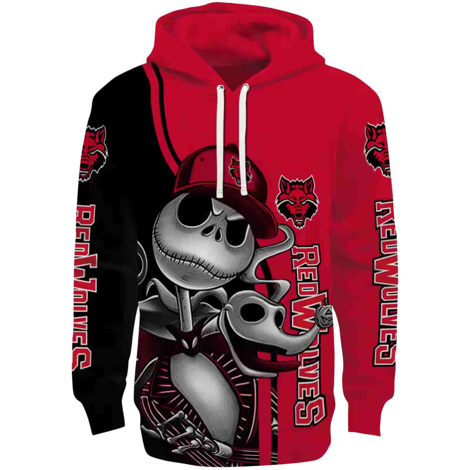 Arkansas State Red Wolves Jack Skellington Scarlet Hoodie